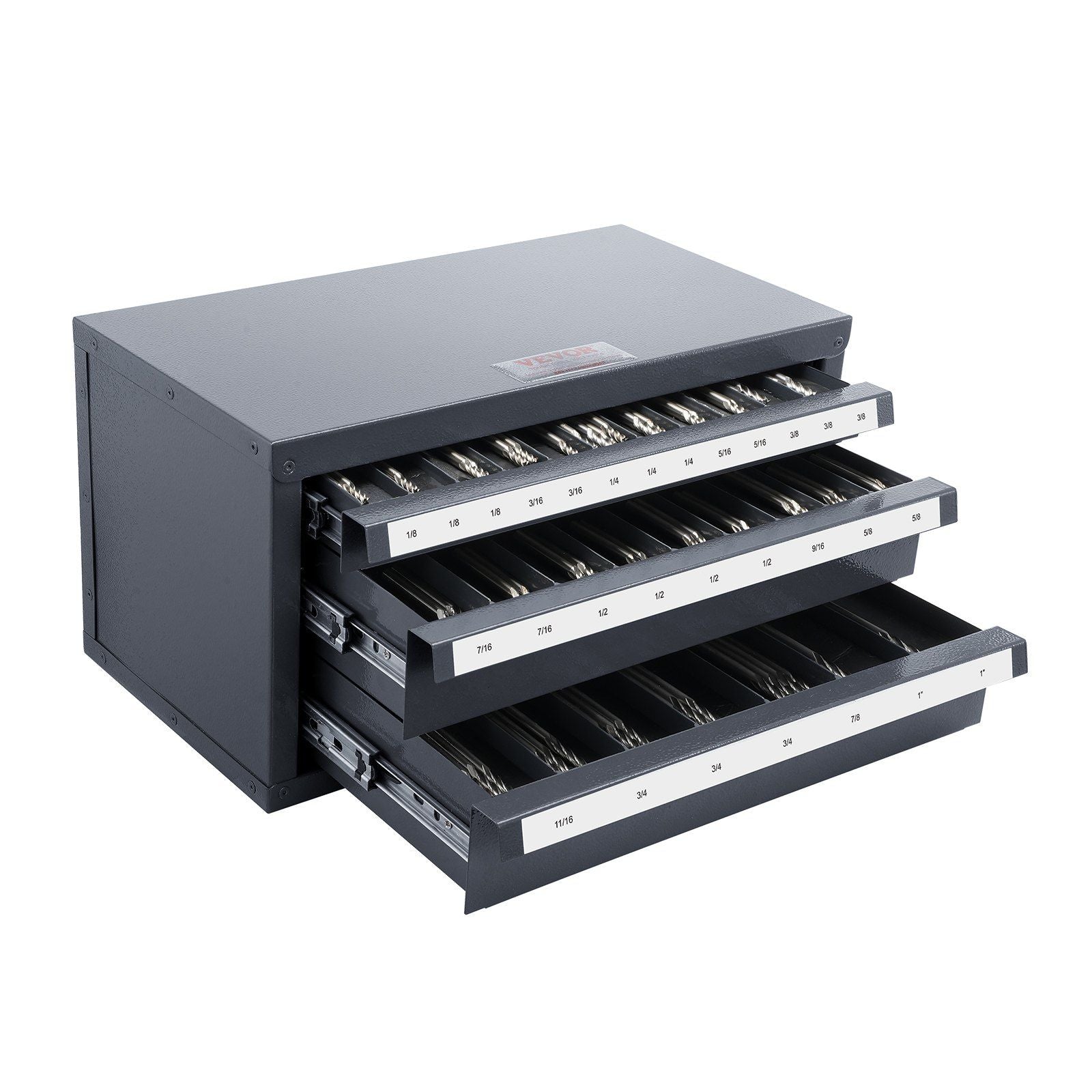 VEVOR End Mill Dispenser Cabinet, Three-Drawer End Mill Organizer Cabinet for 1/8 to 1, Steel End Mill Dispenser Organizer Cabin