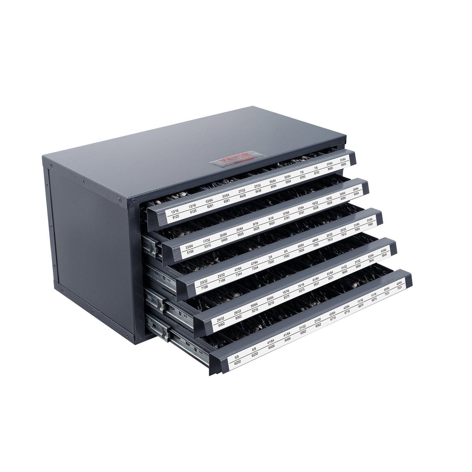 VEVOR Drill Bit Dispenser Cabinet, Five-Drawer Drill Bit Organizer Cabinet for 33/64 to 63/64 Steel Drill Dispenser Organizer Ca