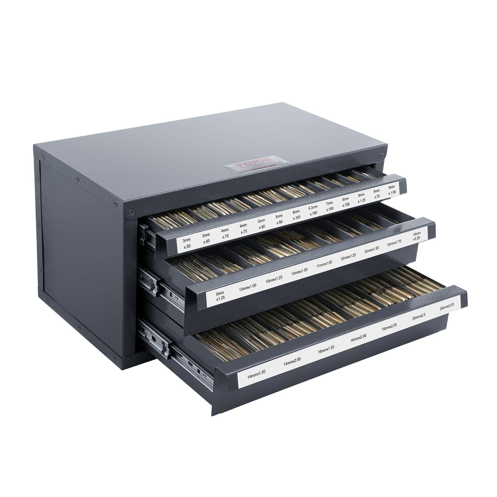 VEVOR Tap Dispenser Cabinet, Three-Drawer Tap Organizer Cabinet for 3mm-24mm Steel Tap Dispenser Organizer Cabinet with Labels, 