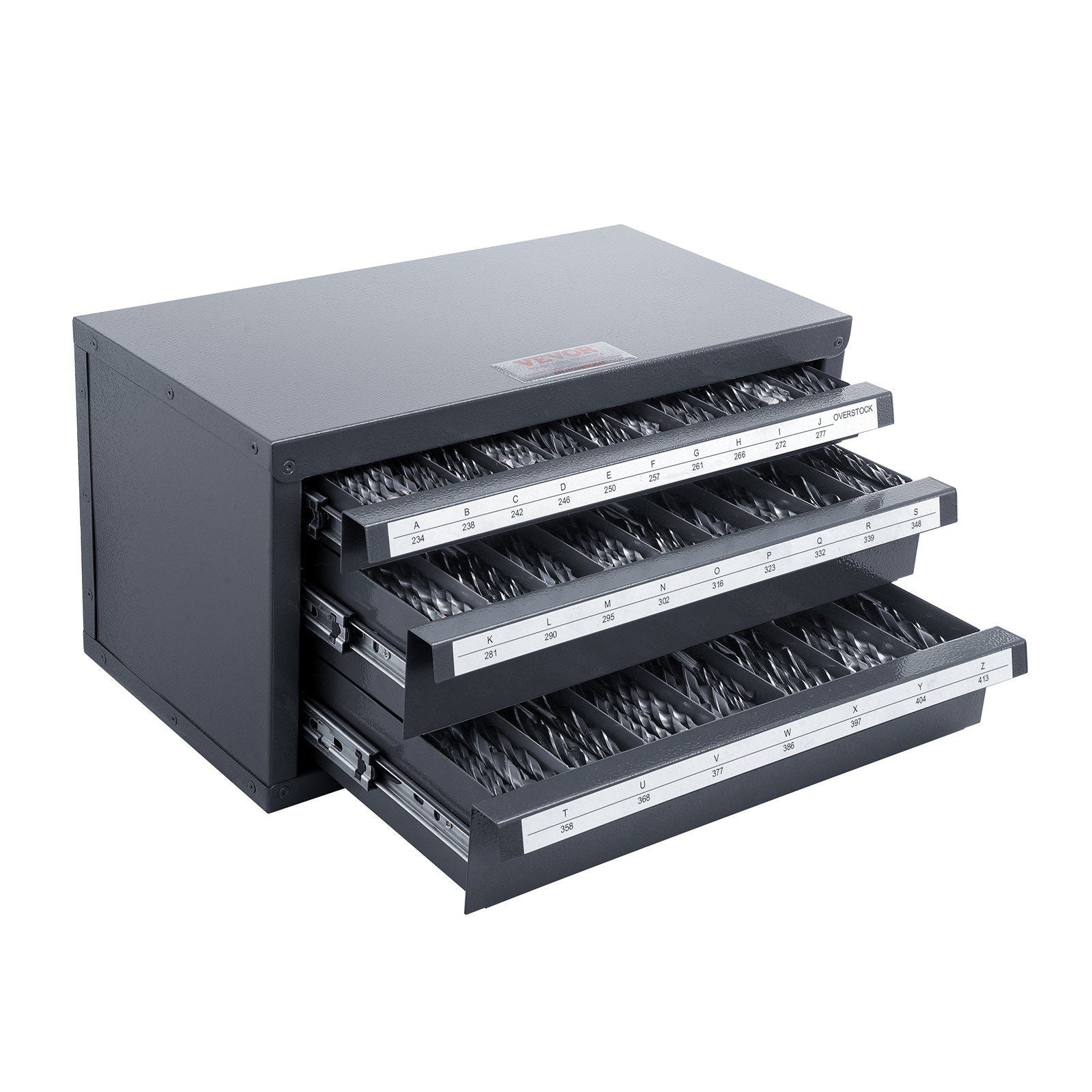 VEVOR Drill Bit Dispenser Cabinet, Three-Drawer Drill Bit Organizer Cabinet for A to Z, Steel Drill Dispenser Organizer Cabinet 