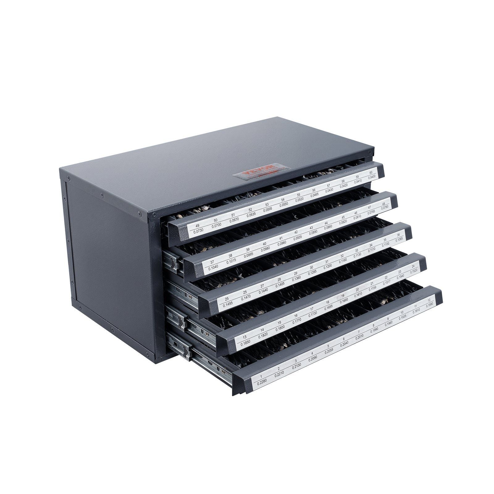 VEVOR Drill Bit Dispenser Cabinet, Five-Drawer Drill Bit Organizer Cabinet for #1 to #60 Steel Drill Dispenser Organizer Cabinet