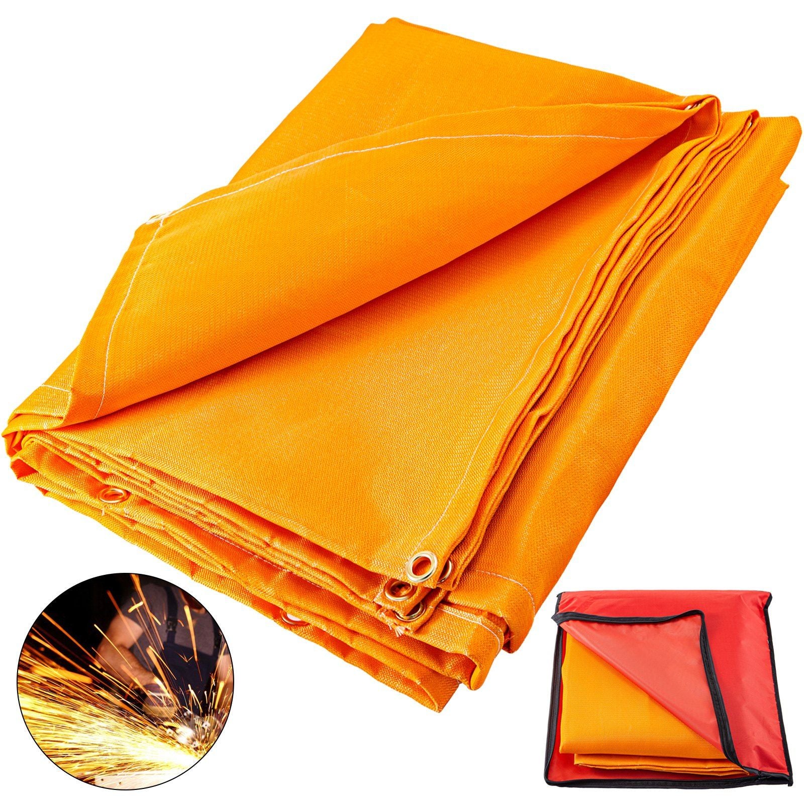 VEVOR 10 x 10 Ft Welding Blanket Orange Fiberglass Blanket Portable Fiberglass Fire Retardant Blanket Welding Mat Welding Firepr