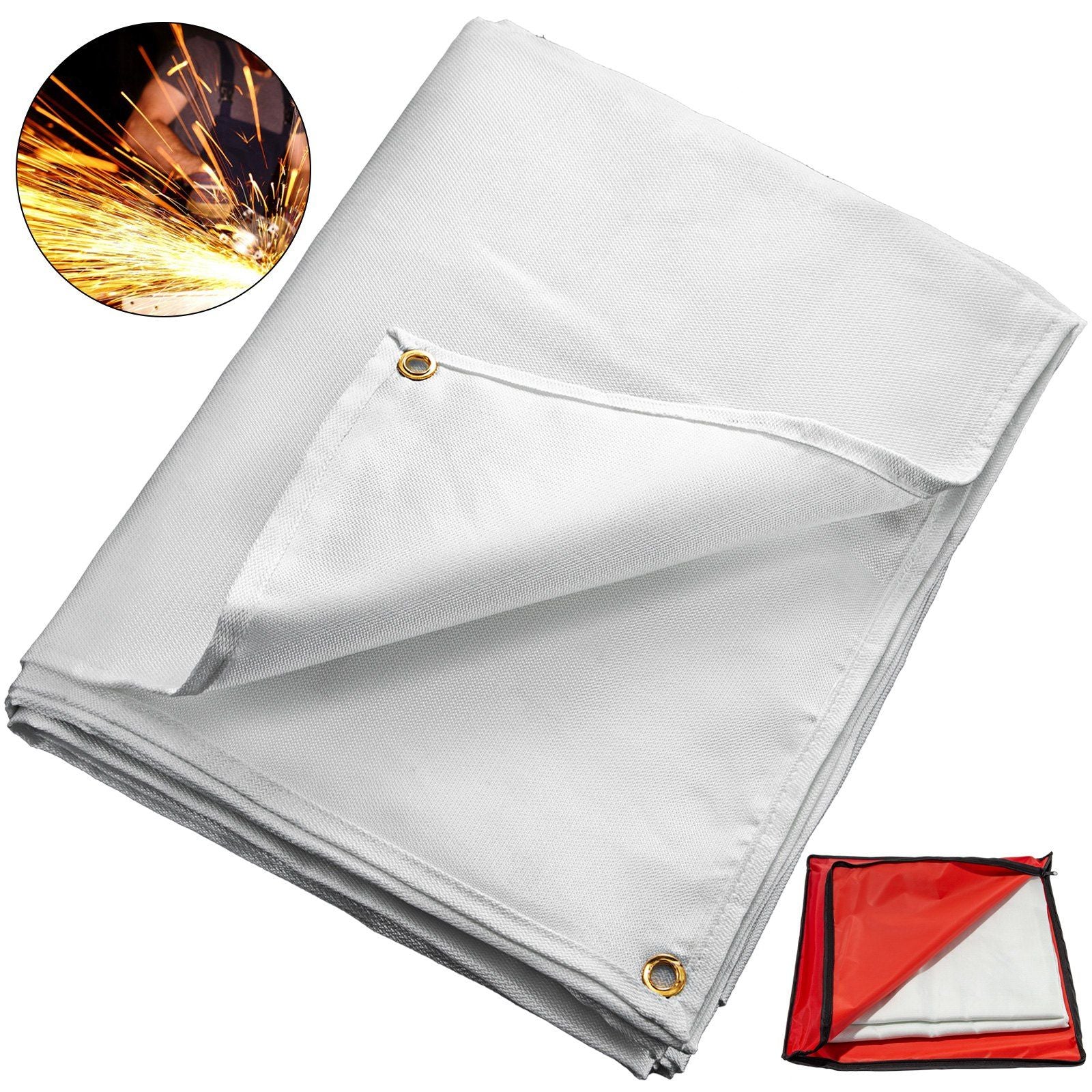 VEVOR 8 x 10 Ft Welding Blanket White Fiberglass Blanket Portable Fiberglass Fire Retardant Blanket Welding Mat Welding Fireproo