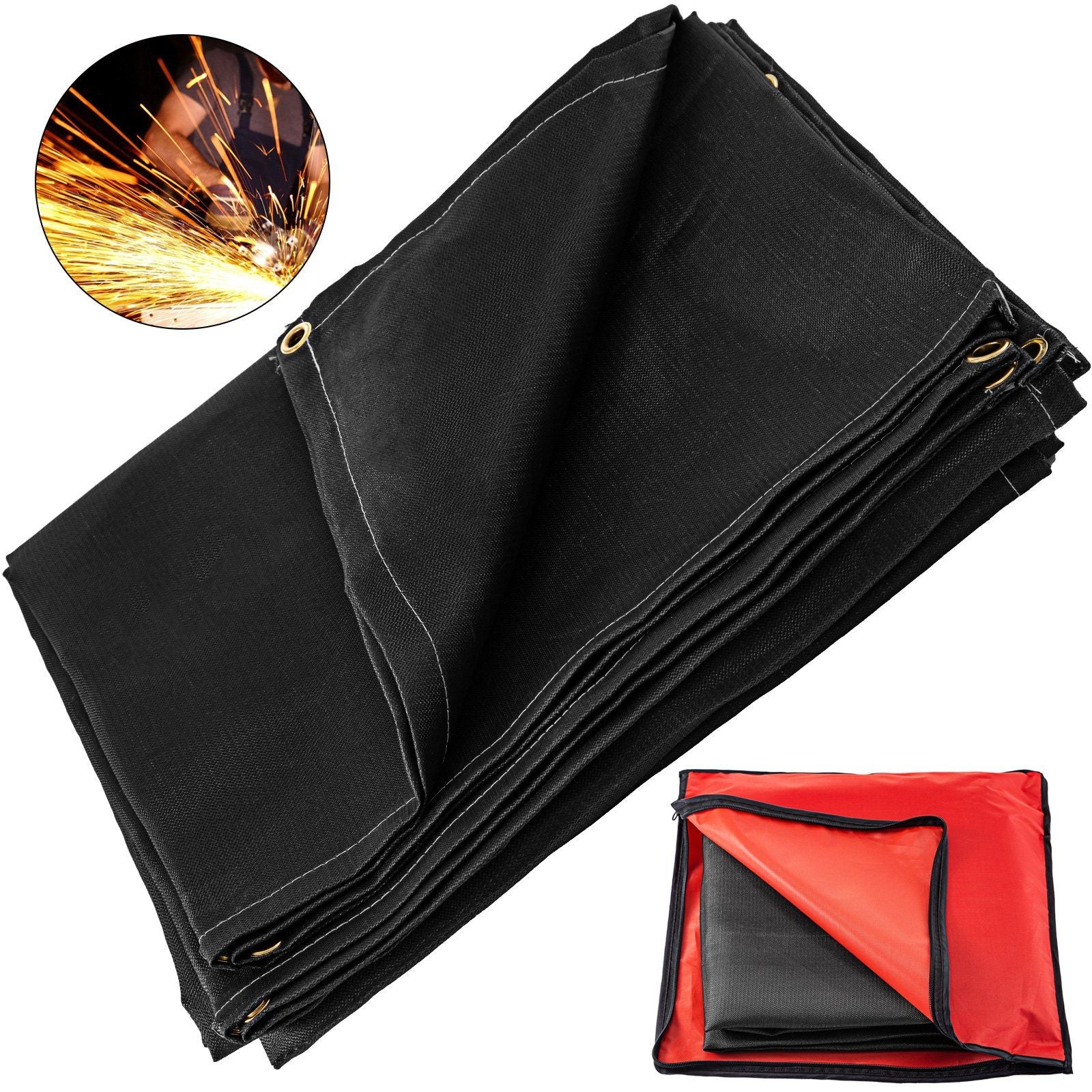 VEVOR 10 x 10 Ft Welding Blanket Black Fiberglass Blanket Portable Fiberglass Fire Retardant Blanket Welding Mat Welding Firepro