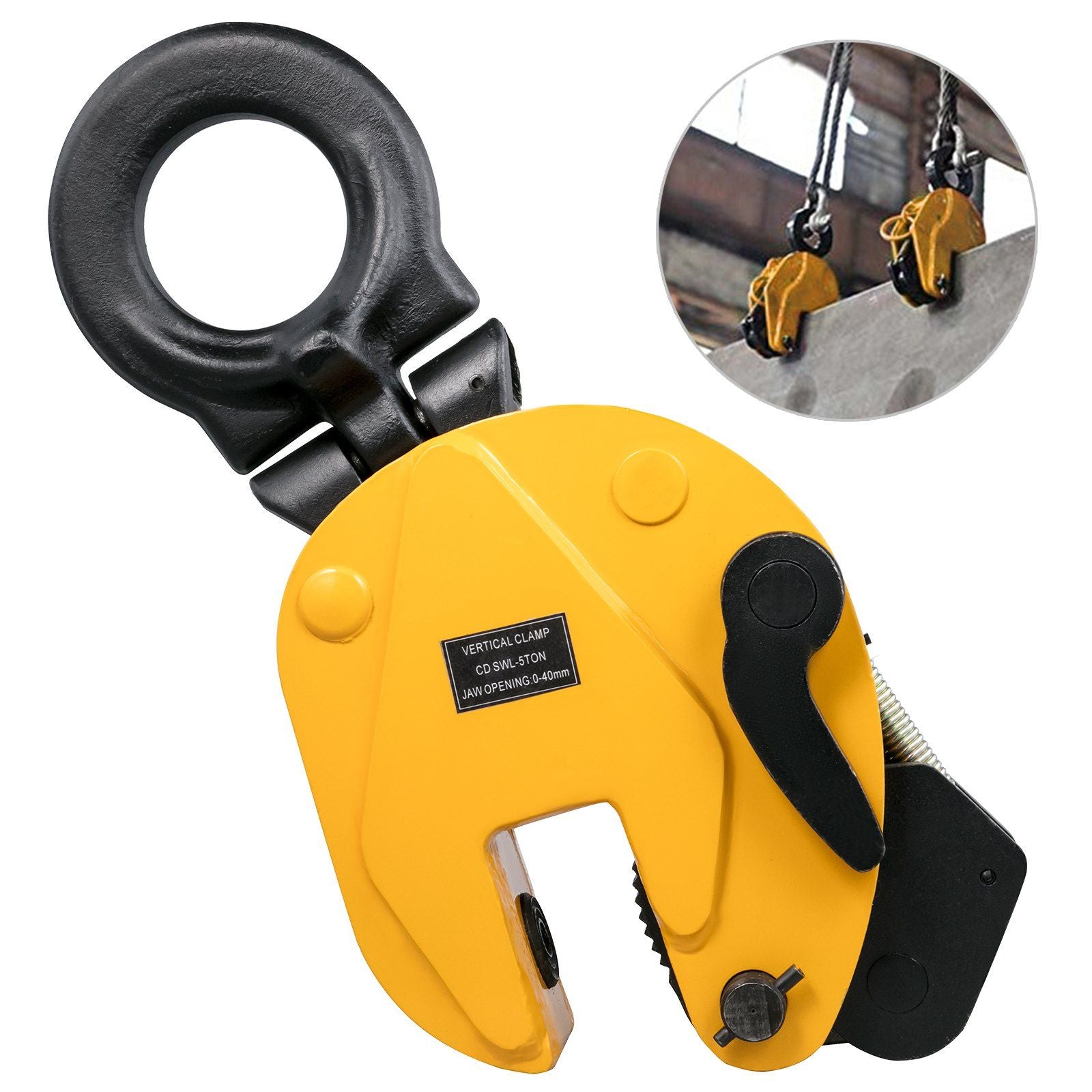 VEVOR Lifting Clamp 11000Lbs/5T, Working Load Vertical Plate Clamp 0-1.2inch/30mm Jaw Opening, Industrial Steel Plate Clamp Shee