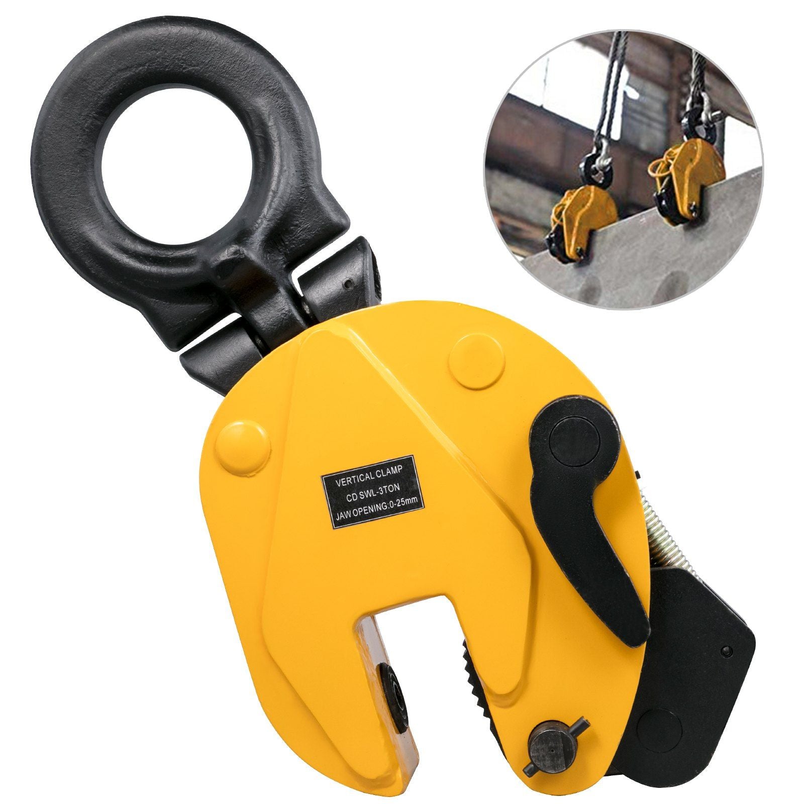 VEVOR Lifting Clamp 6600Lbs/3T, Working Load Vertical Plate Clamp 0-1inch/25mm Jaw Opening, Industrial Steel Plate Clamp, Sheet 