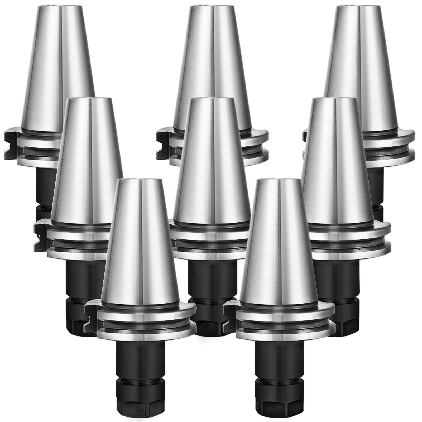 VEVOR 8Pcs CAT40 Tool Holder ER16 Collet Chuck Set length 70mm Chuck Tool Holder Set Mill Holder for CNC Engraving Machine Milli