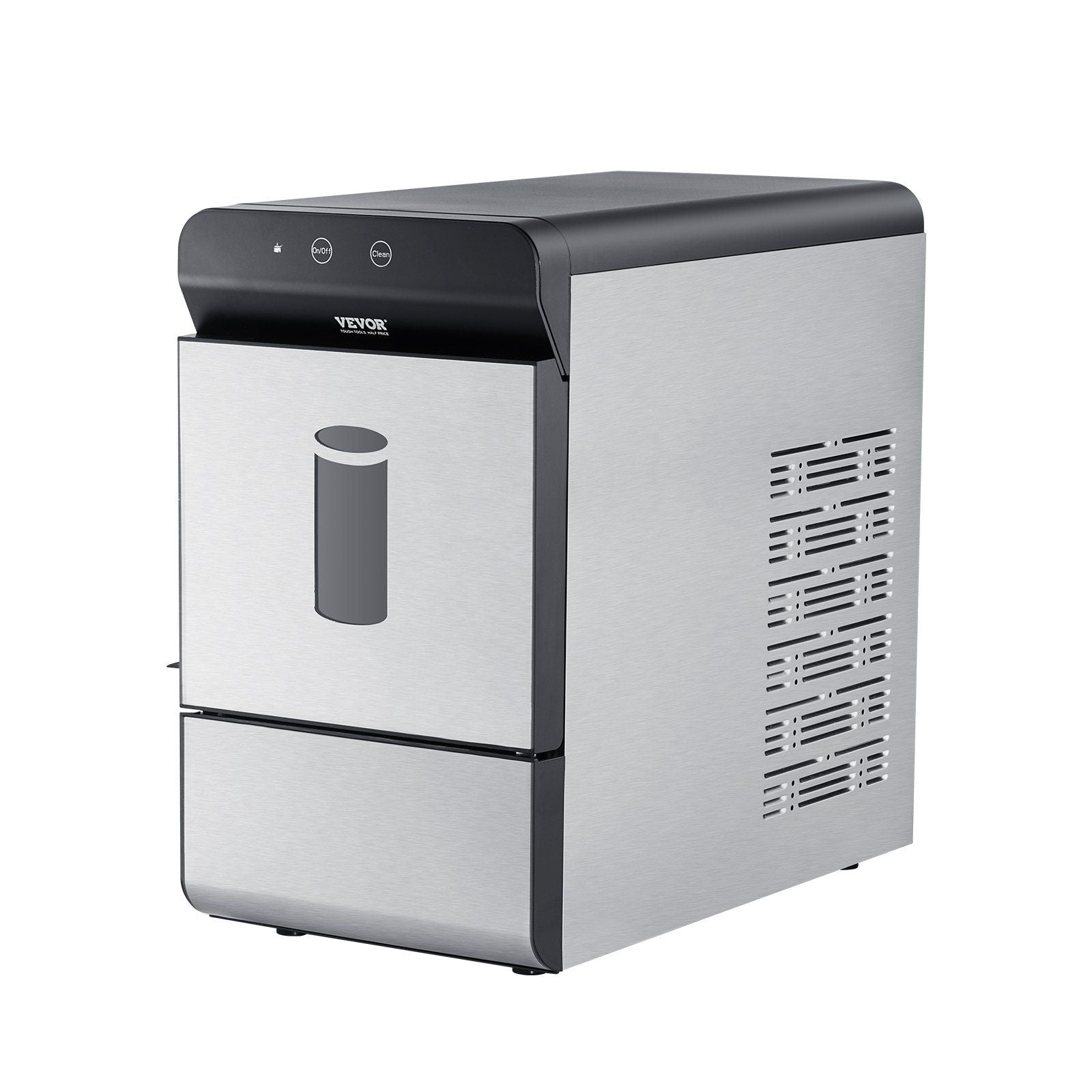 VEVOR Countertop Ice Maker, 37lbs in 24Hrs, Auto Self-Cleaning Portable Ice Maker with Ice Scoop, Basket and Drainpipe, 2 Ways W
