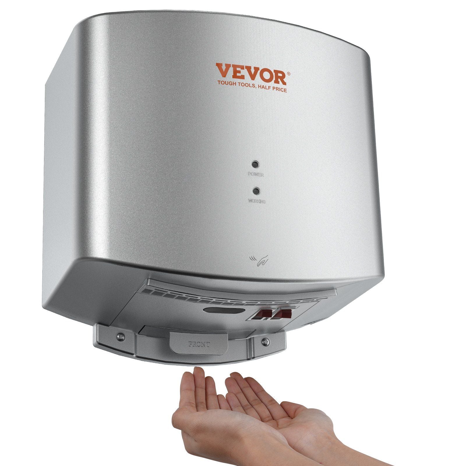 Vevor Heavy Duty Commercial Hand Dryer, 1400W Automatic High Speed Abs Warm Wind Hand Blower, 120V & Built In Filter Sponge & Lo