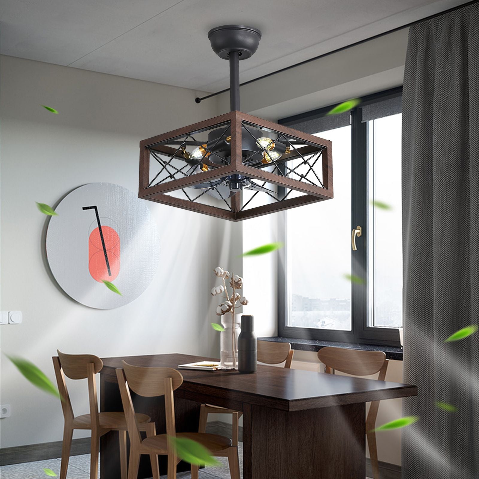 18inch caged ceiling Fan with Lights Remote control for APP(D0102HR7KI2)