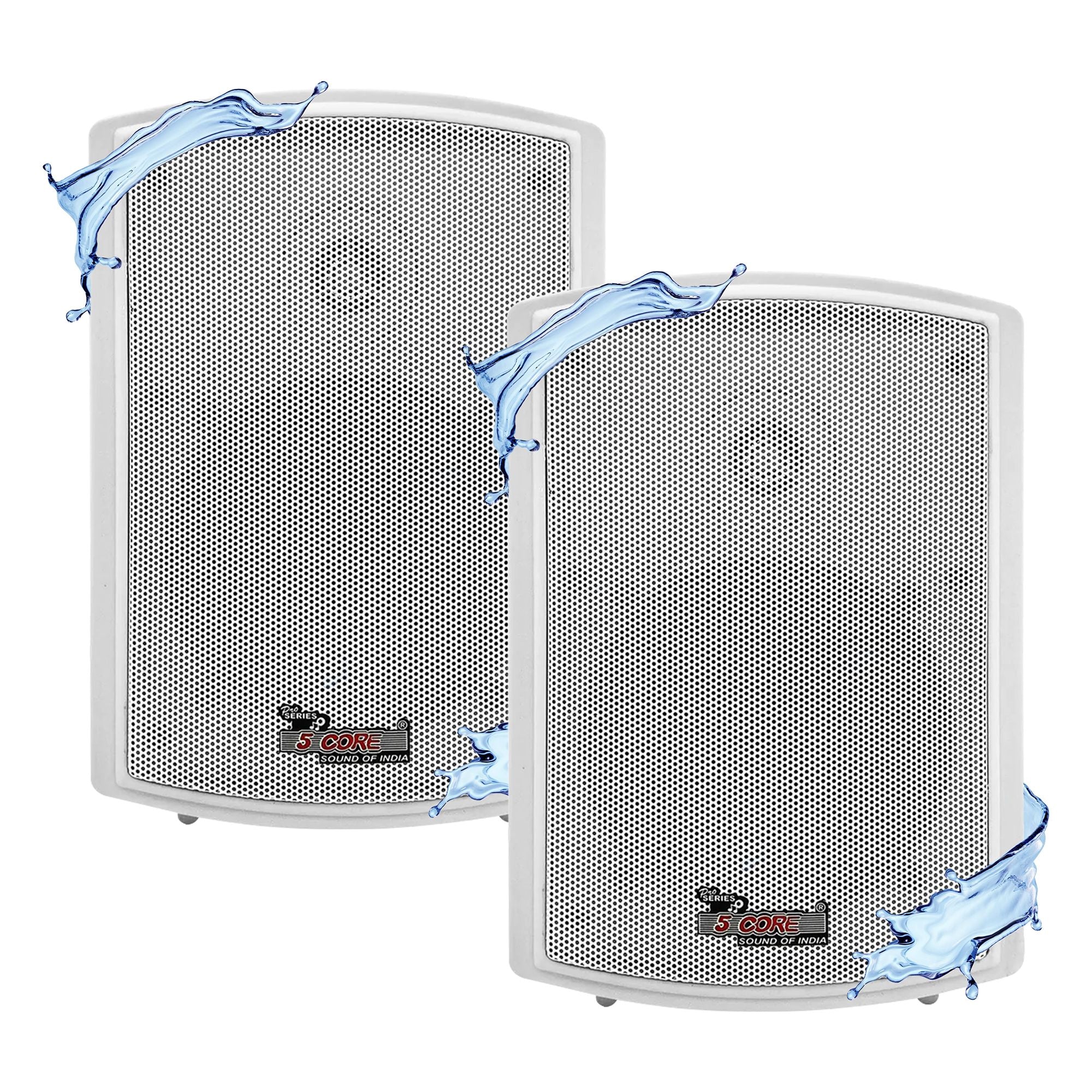5 Core Outdoor Speakers Stereo In Wall Speaker Pair 400W Peak Passive Outside Surface Mount Wired Waterproof Patio House Garage 