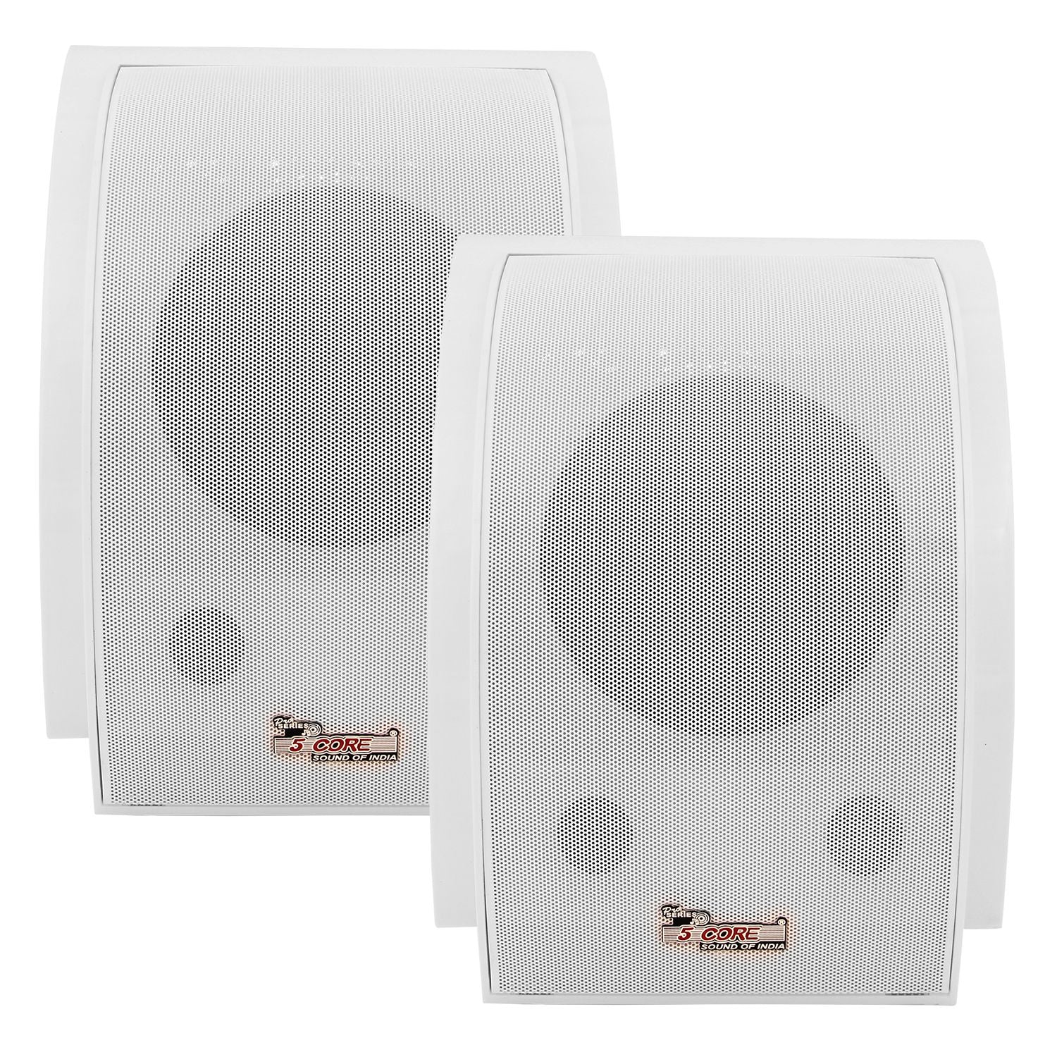 5 Core Outdoor Speakers Stereo In Wall Speaker Pair 100W Peak Passive Outside Surface Mount Wired Waterproof Patio House Garage 