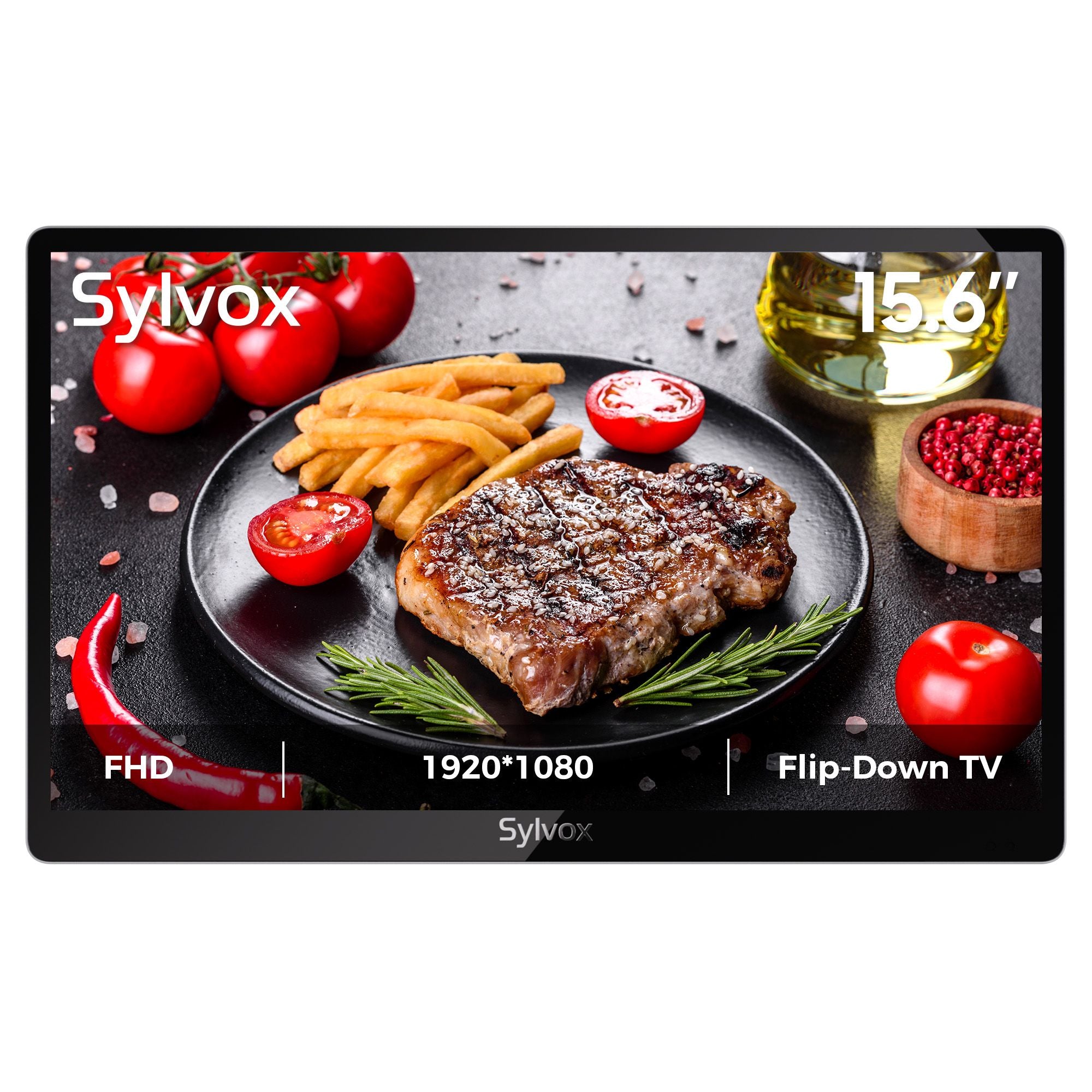 Sylvox 15.6 Inch Kitchen Tv, 1080P Full Hd Under Cabinet Tv, Flip Down Small 12 Volt Tv For Kitchen, Rv