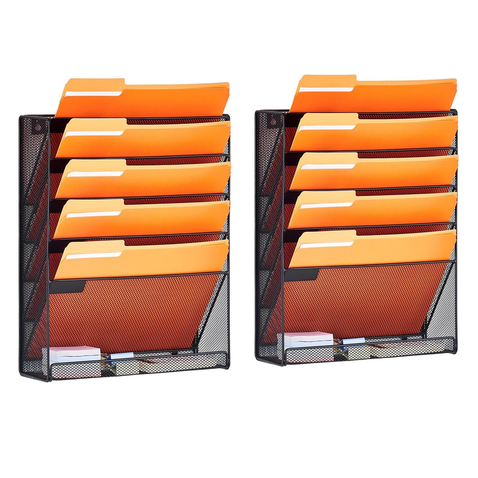 VEVOR File Wall Rack Mesh Wall File Holder 2-Piece 6 Pocket for Office/School
