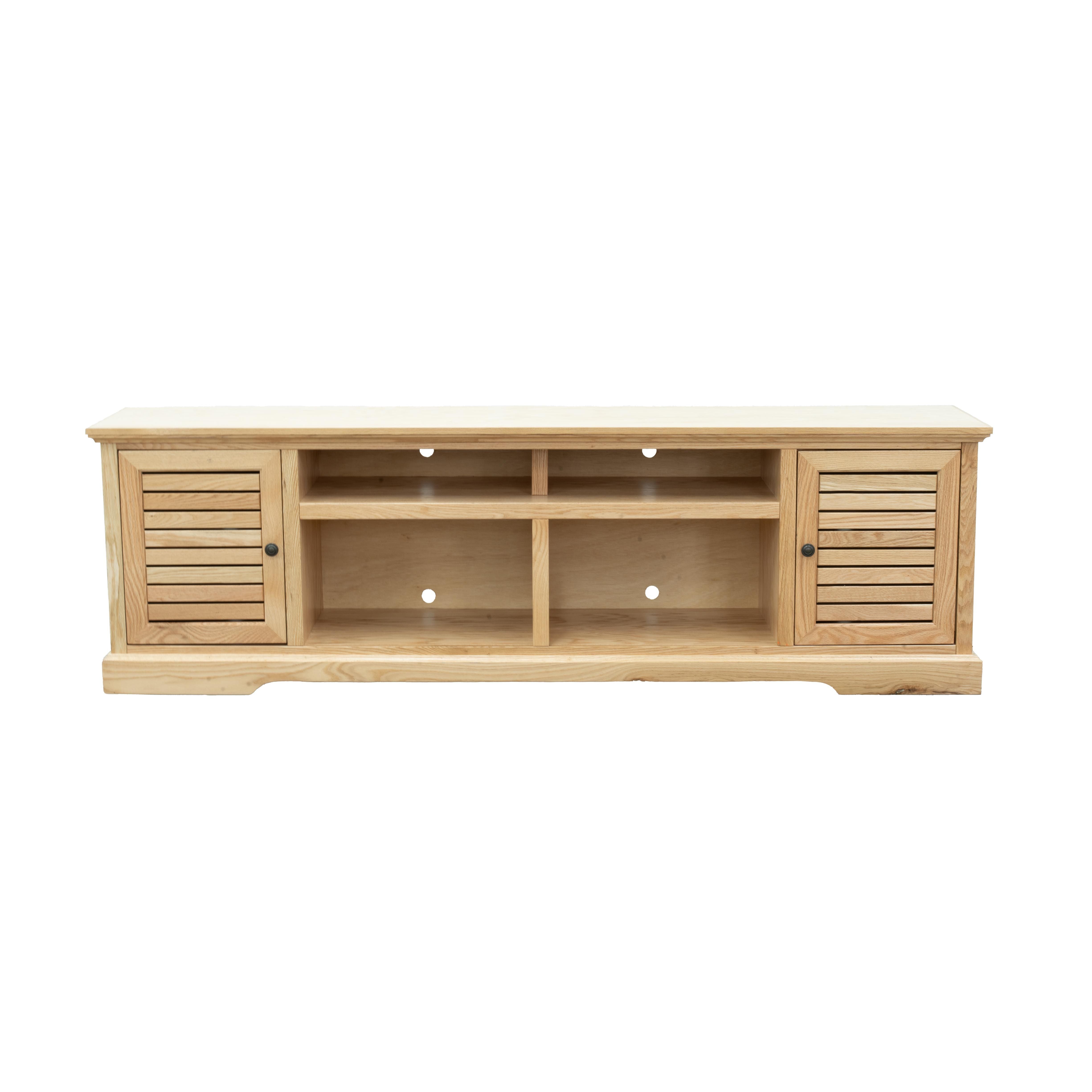 83 inch TV Stand Console for TVs up to 95 inches, No Assembly Required, Natural Finish