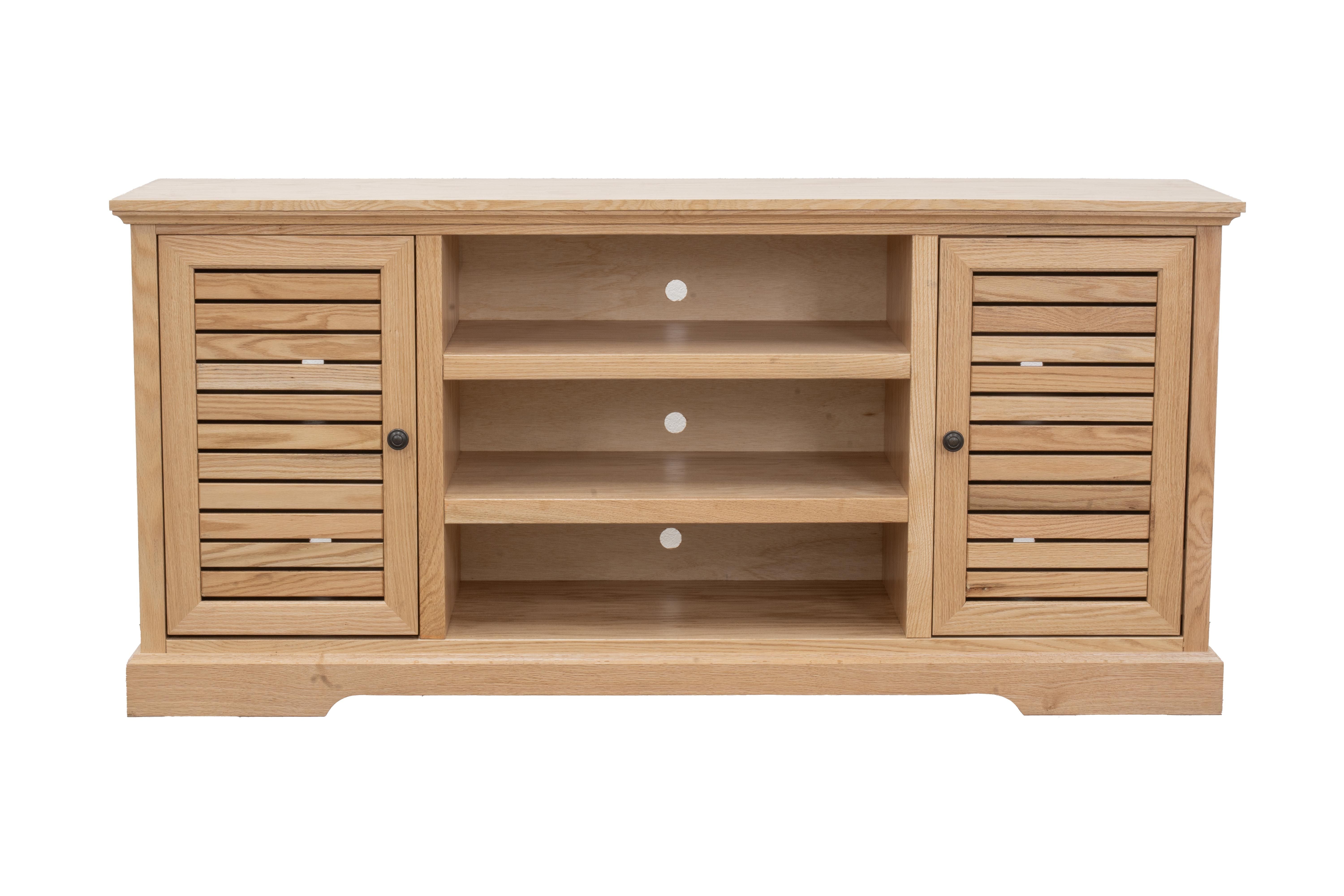 66 inch TV Stand Console for TVs up to 80 inches, No Assembly Required, Natural Finish