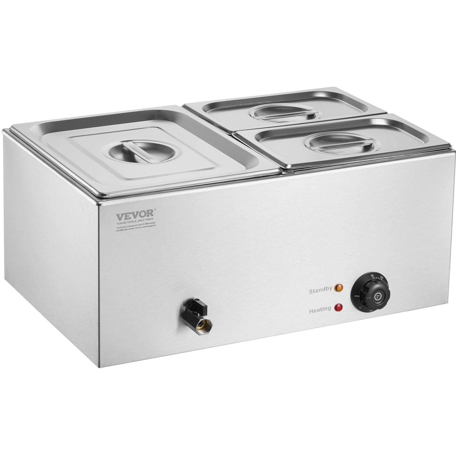 Vevor Commercial Electric Food Warmer 3 Pan Countertop Buffet 17Qt Bain Marie