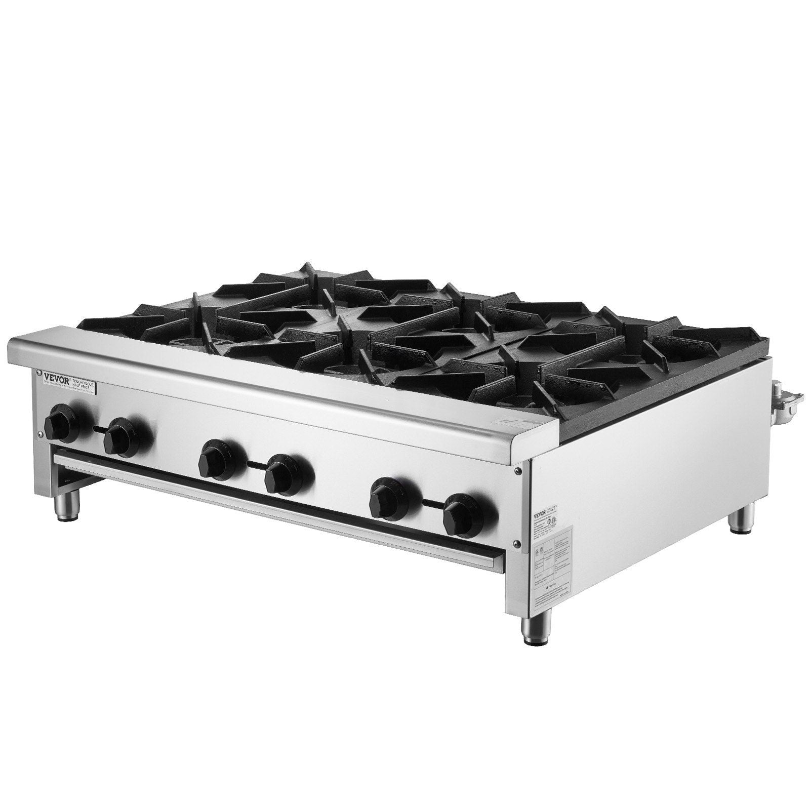 Vevor Commercial Gas Range Stove 6 Burners Countertop Cooking Hot Plate Kitchen