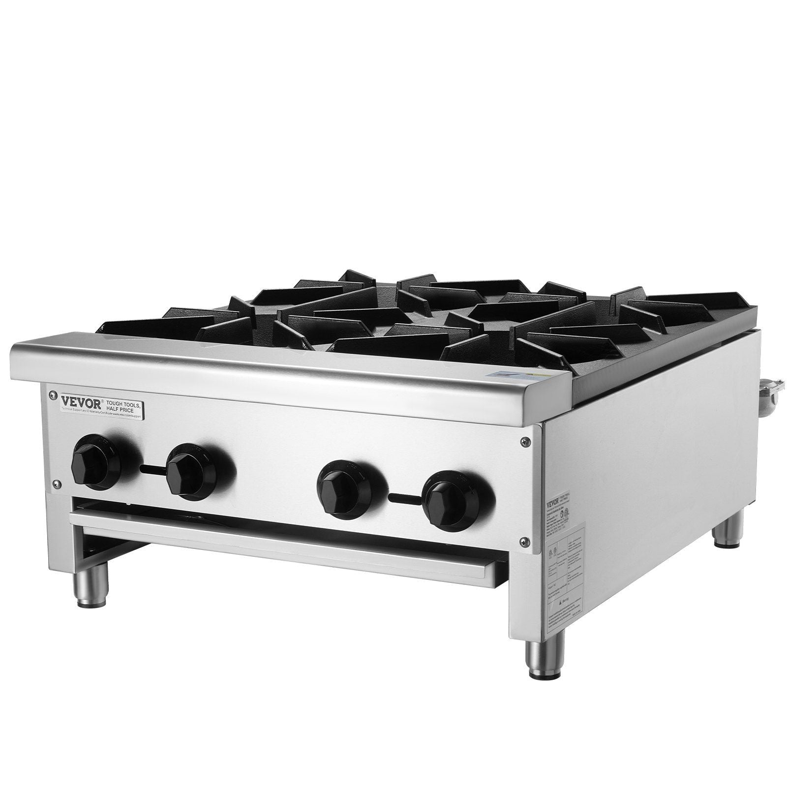 Vevor Commercial Gas Range Stove 4 Burners Countertop Cooking Hot Plate Kitchen
