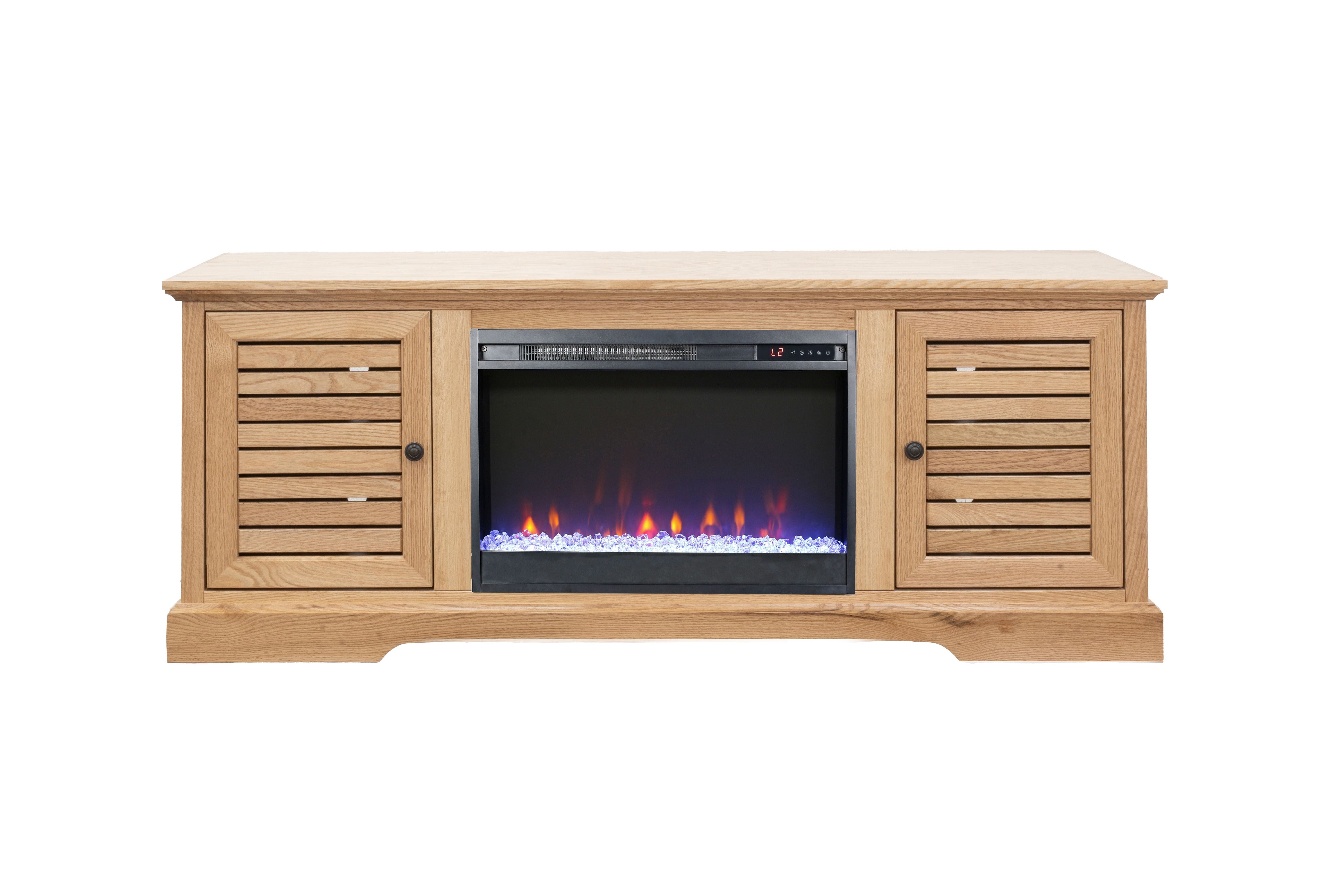 Bridgevine Home Topanga 67 inch Electric Fireplace TV Console for TVs up to 80 inches, Natural Finish