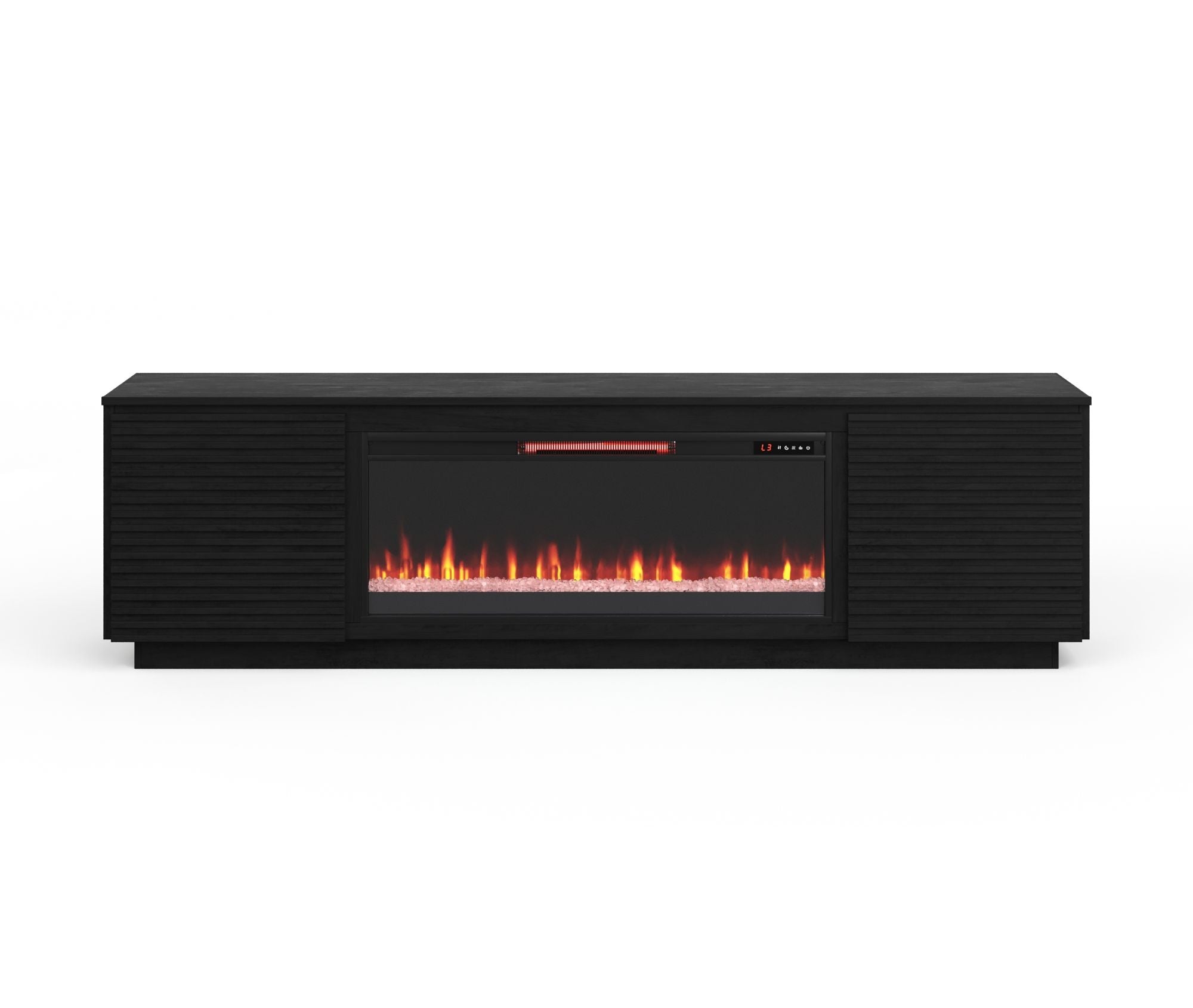 Bridgevine Home Stardust 89 inch Fireplace TV Stand for TVs up to 100 inches, Black Finish