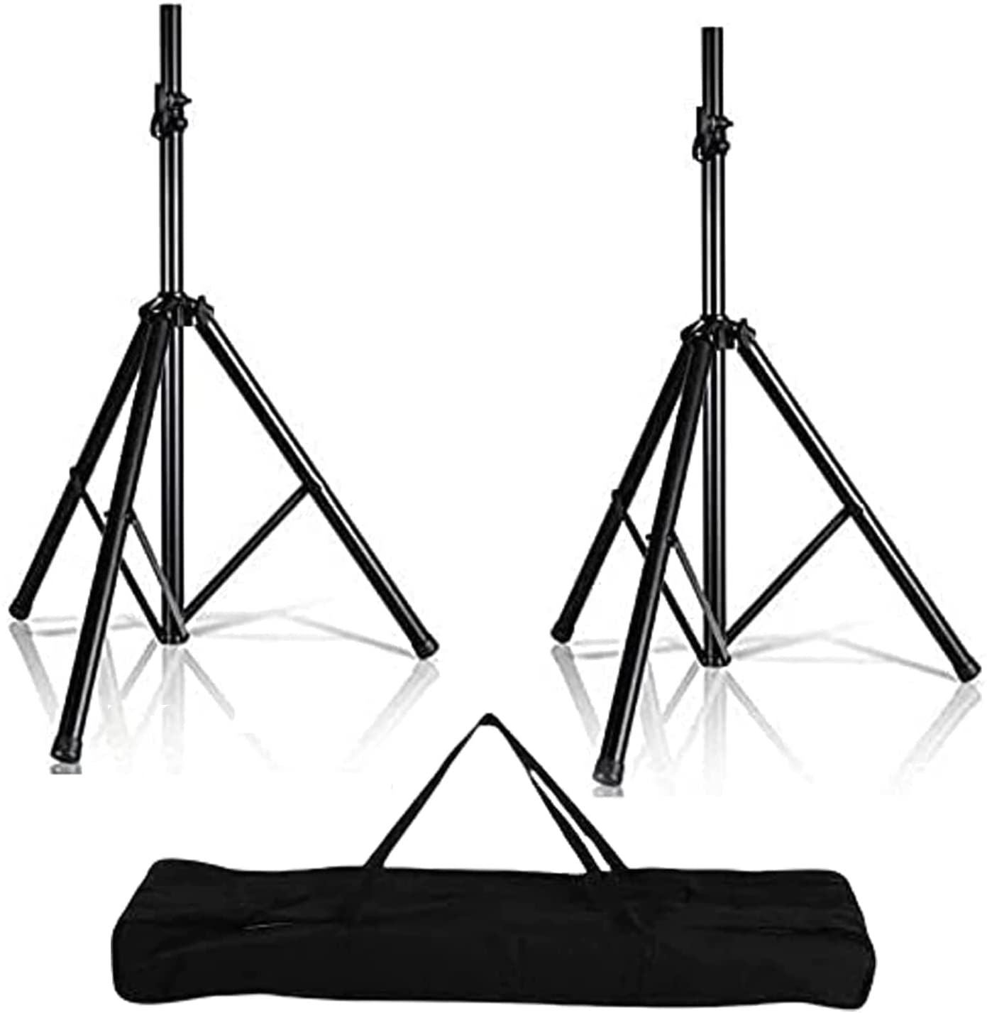 Premium Speaker Stands Pair Universal Dual Pa Dj Tripod 2 Kit With Adjustable Height & Storage Bag Constructed With Heavy Duty D