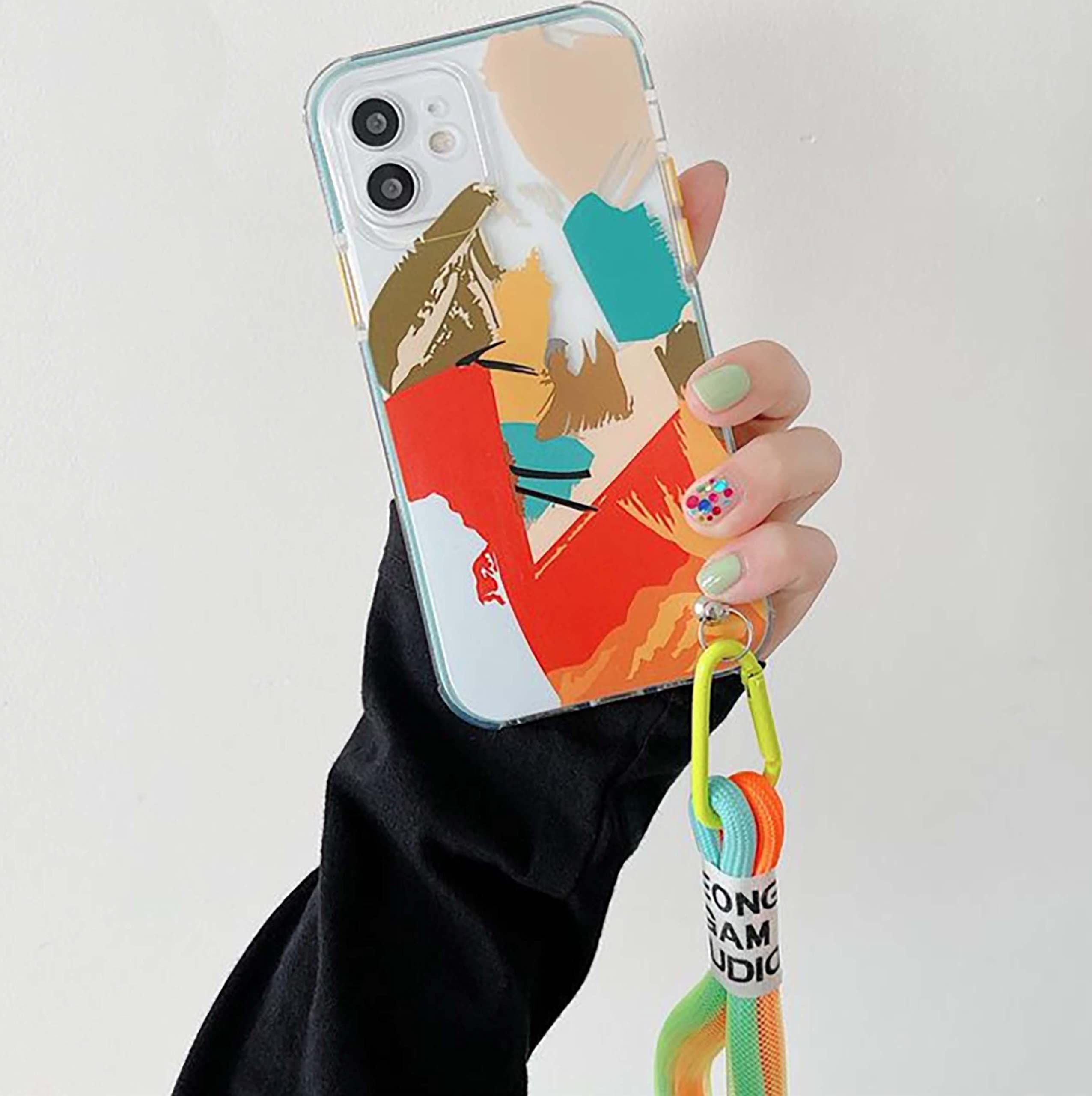 Sable Hub iPhone 12 Pro | Design Cover with Hand Strap | Silicone Hard Case with Color Buttons(D0102HX64QJ.)