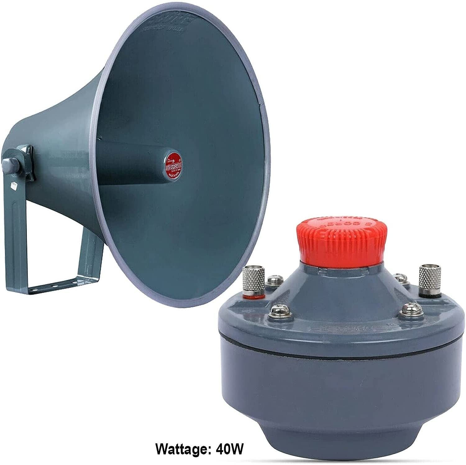 Indoor Outdoor PA Loud Speaker Horn 16 Inch + Compression Driver Unit 50W RMS(500W PMPO) Waterproof 5 Core(D0102HX6BG8.)