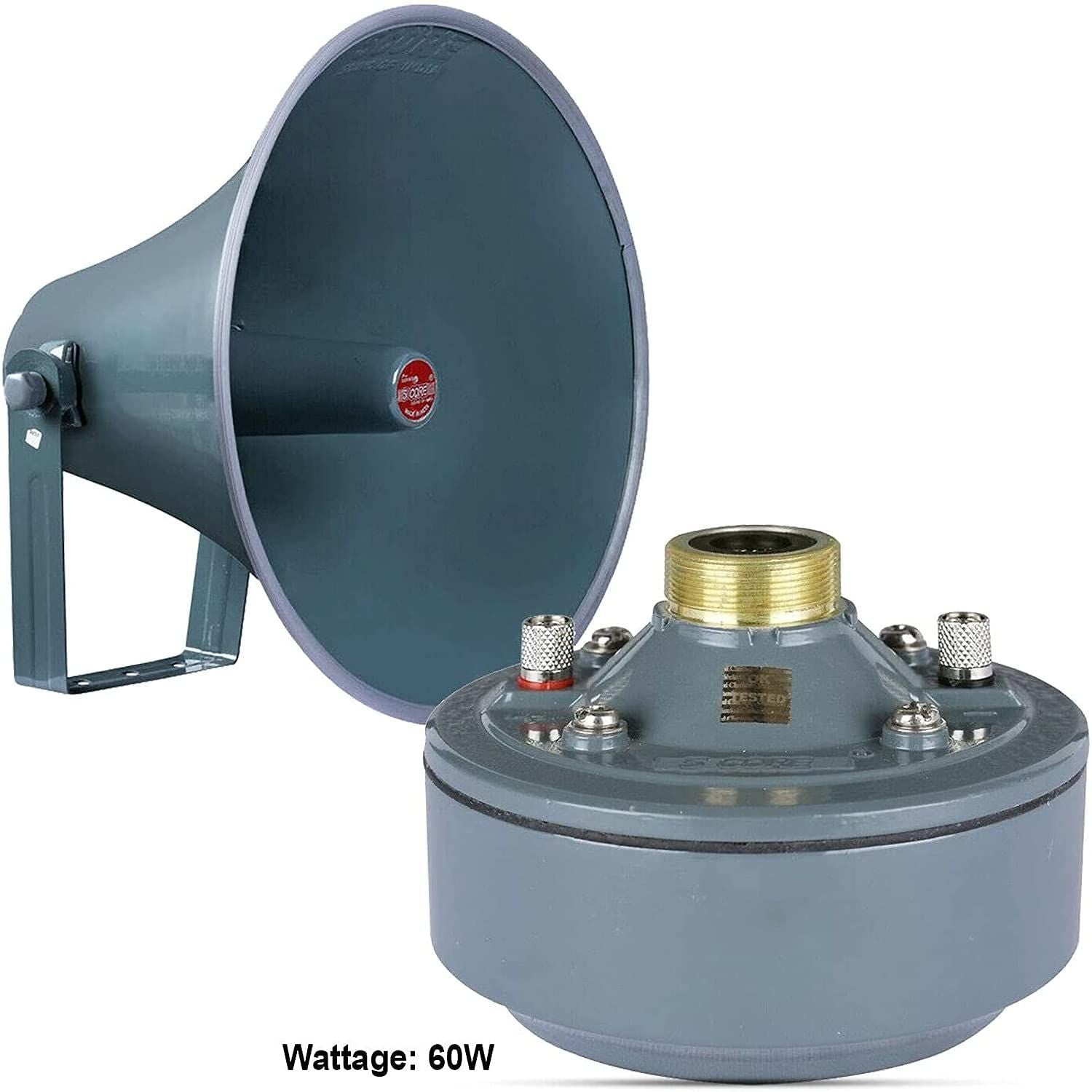 Indoor Outdoor PA Loud Speaker Horn 18 Inch + Compression Driver Unit 60W RMS(600W PMPO) Waterproof 5 Core(D0102HX6BQX.)