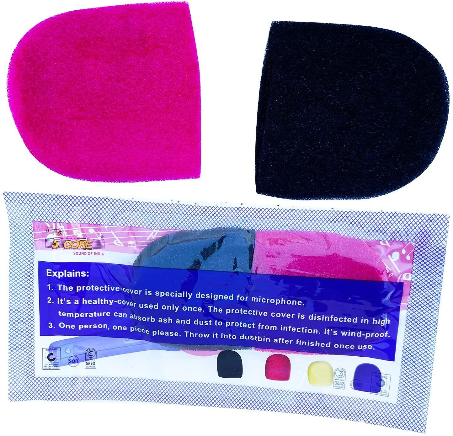 Microphone Cover Mic Pop Filter Windscreen Mic Sponge Covers Disposable Foam For Karaoke Black & Pink 5Core Sponge(D0102Hxsvdj.)