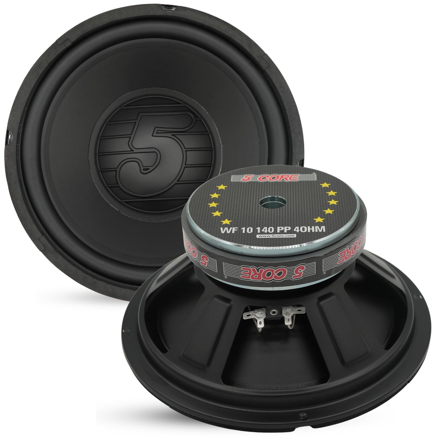 5 Core 10 Inch Woofer 300W Car Audio Subwoofer 4 Ohm Impedance Replacement Deep Bass Sub w 40 Oz Y30 Magnet Poly Cone Rubber Sur