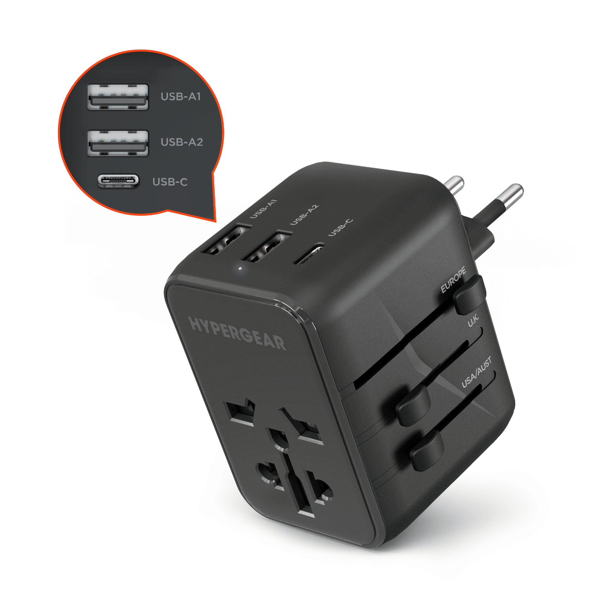 HyperGear WorldCharge Universal Travel Adapter with USBC