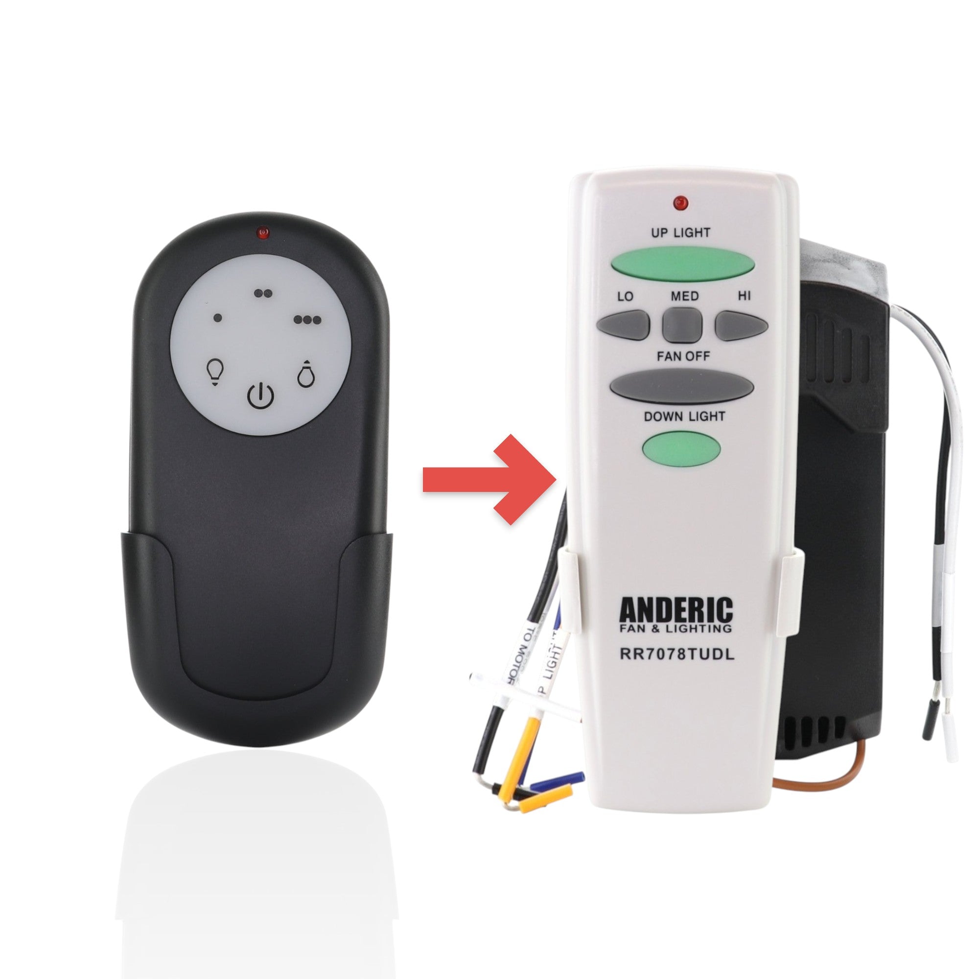 Anderic Substitute for DL-4114T Ceiling Fan Remote Control | Up & Down Light - DL-4114T [RR7078TUDLKIT]