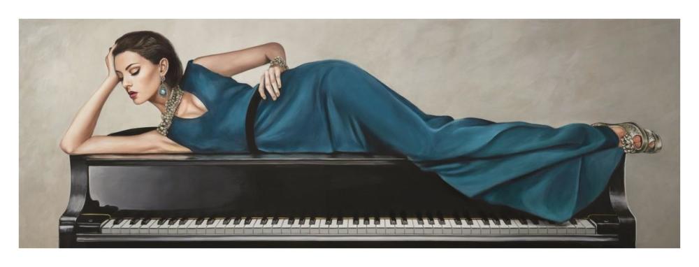 Piano LadyPaper Art38 inchx14 inch