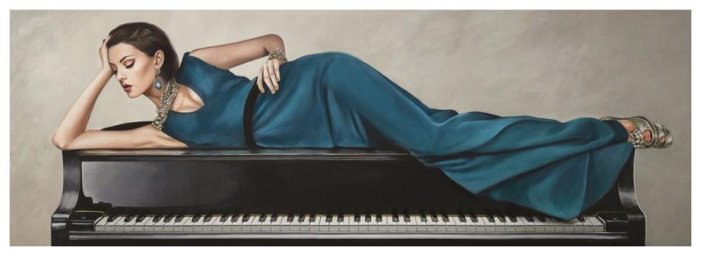 Piano LadyPaper Art74 inchx26 inch