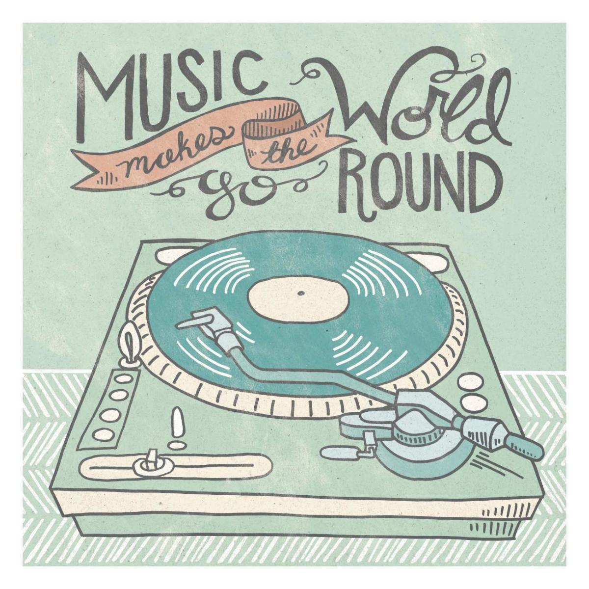 Retro Record Player Gray Paper Art26 inchx26 inch