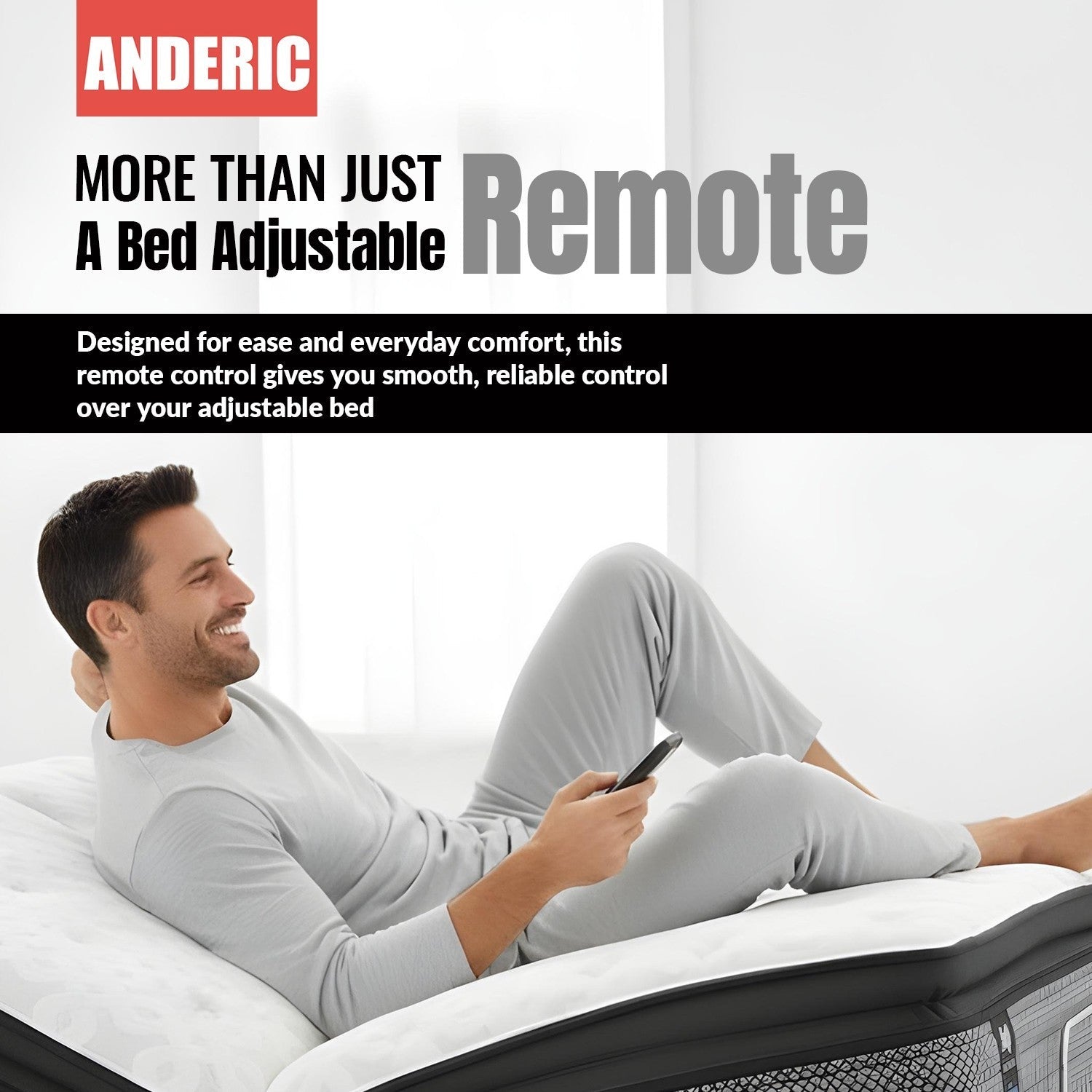 Anderic Substitute For Sealy RF368B EASE BLACK ERGO Adjustable Adjustable Bed Remote Control - JLDK.30.03.13 [RR399A]
