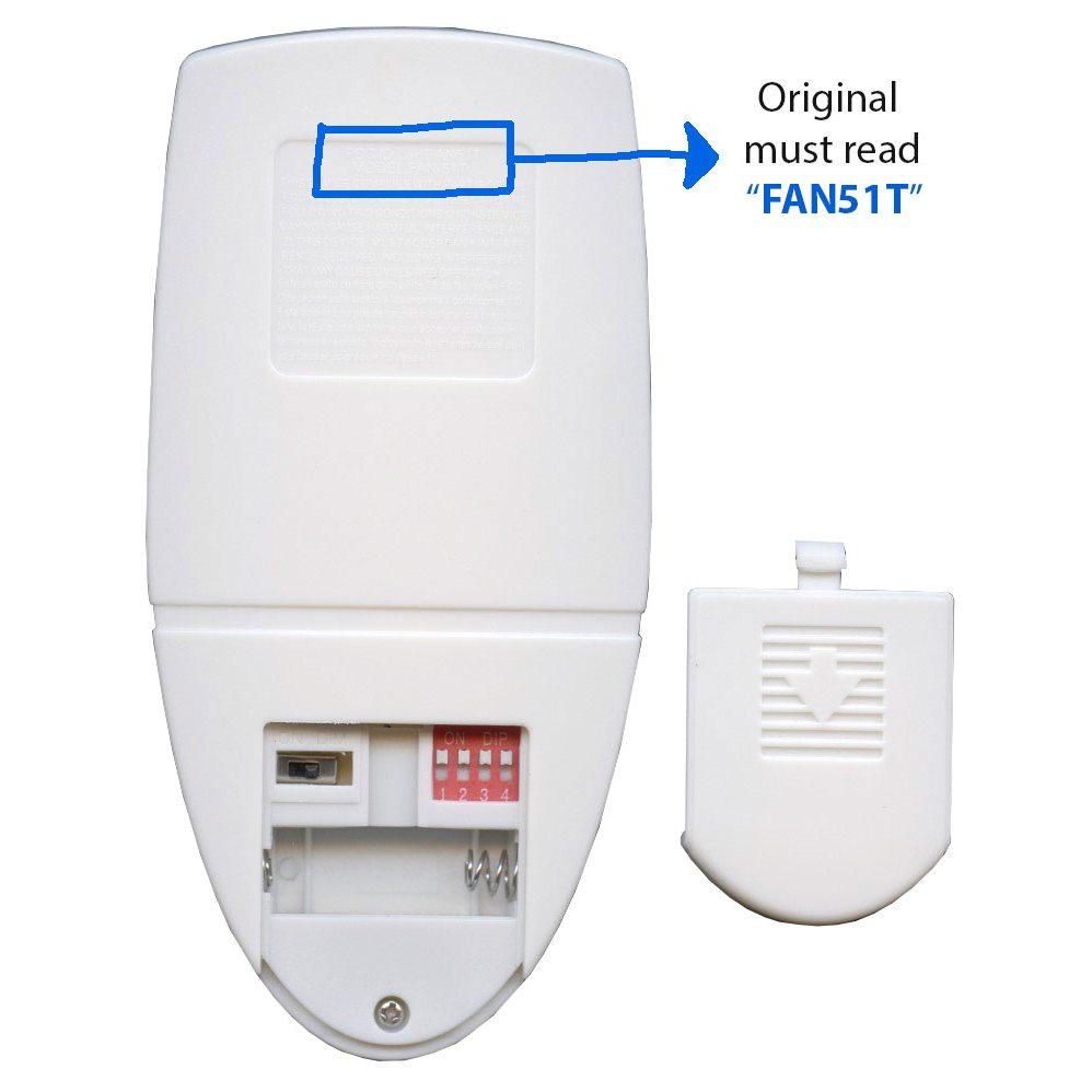 Anderic FAN51TW Replacement Ceiling Fan Remote Control for Hampton Bay and others - FAN-51T - White