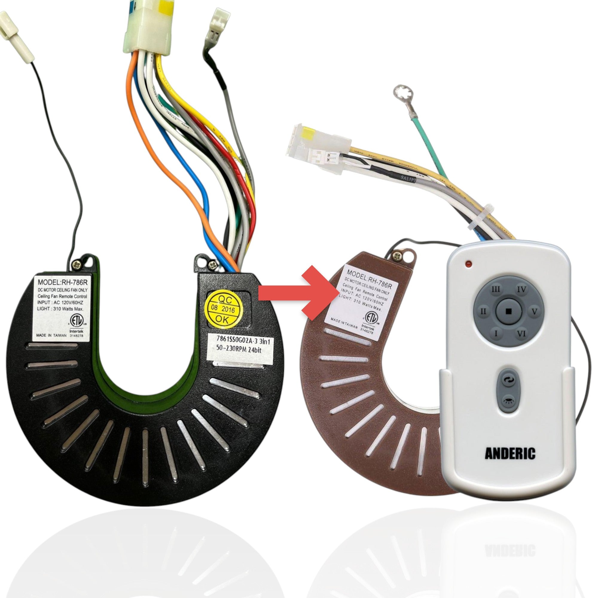 Anderic Substitute for Fanimation Fans RH786R Up/down light Ceiling Fan Receiver [RH786R/RR787T-KIT]