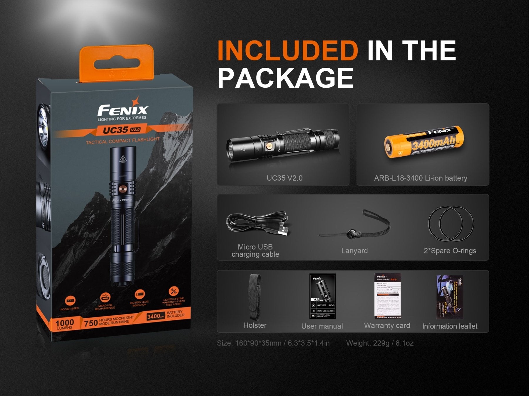 Fenix UC35 V2.0 LED Rechargeable EDC Flashlight