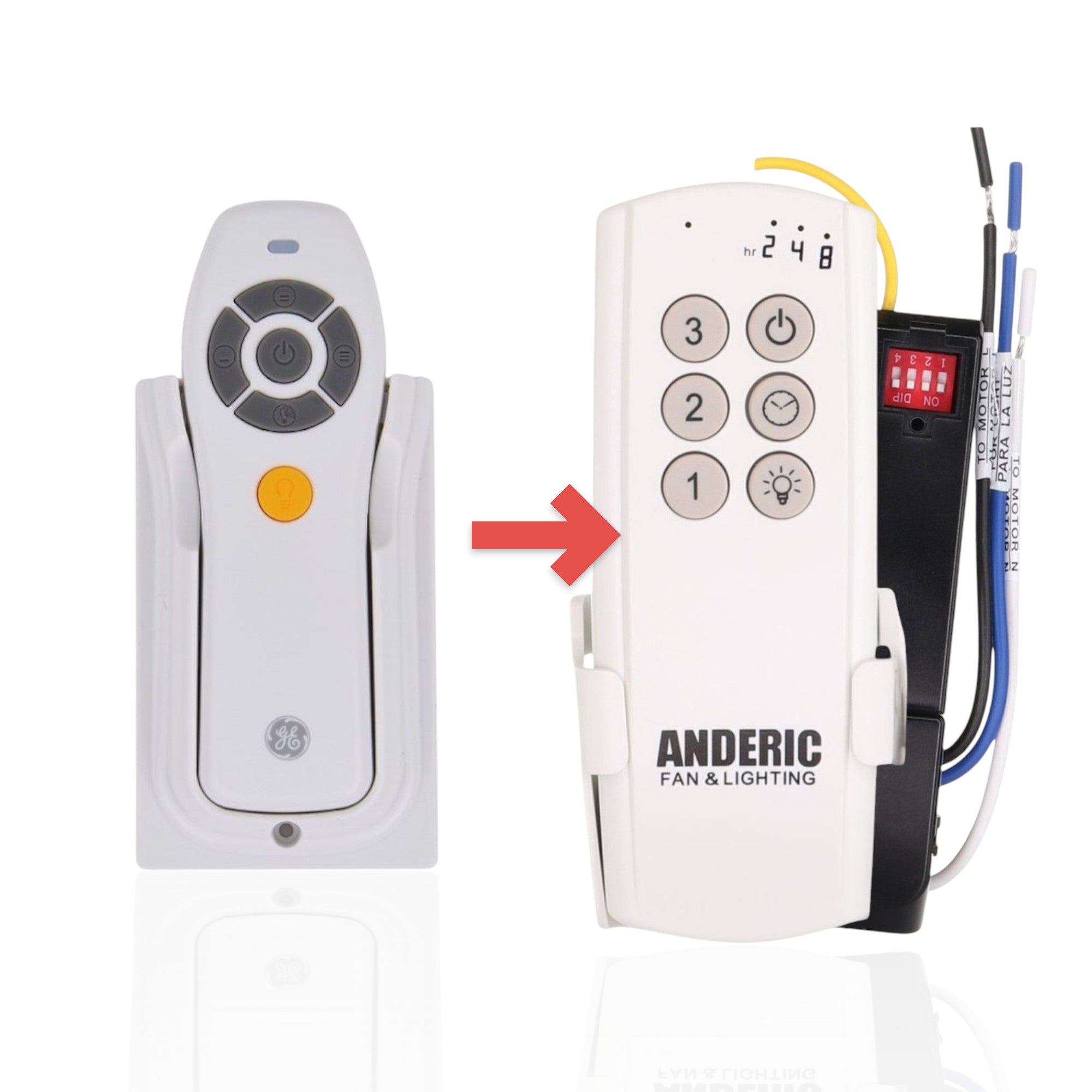 Anderic Substitute Kit for GE General Electric FAN61T-3SP1 Ceiling Fan Remote Control [63T-AC83T-KIT]