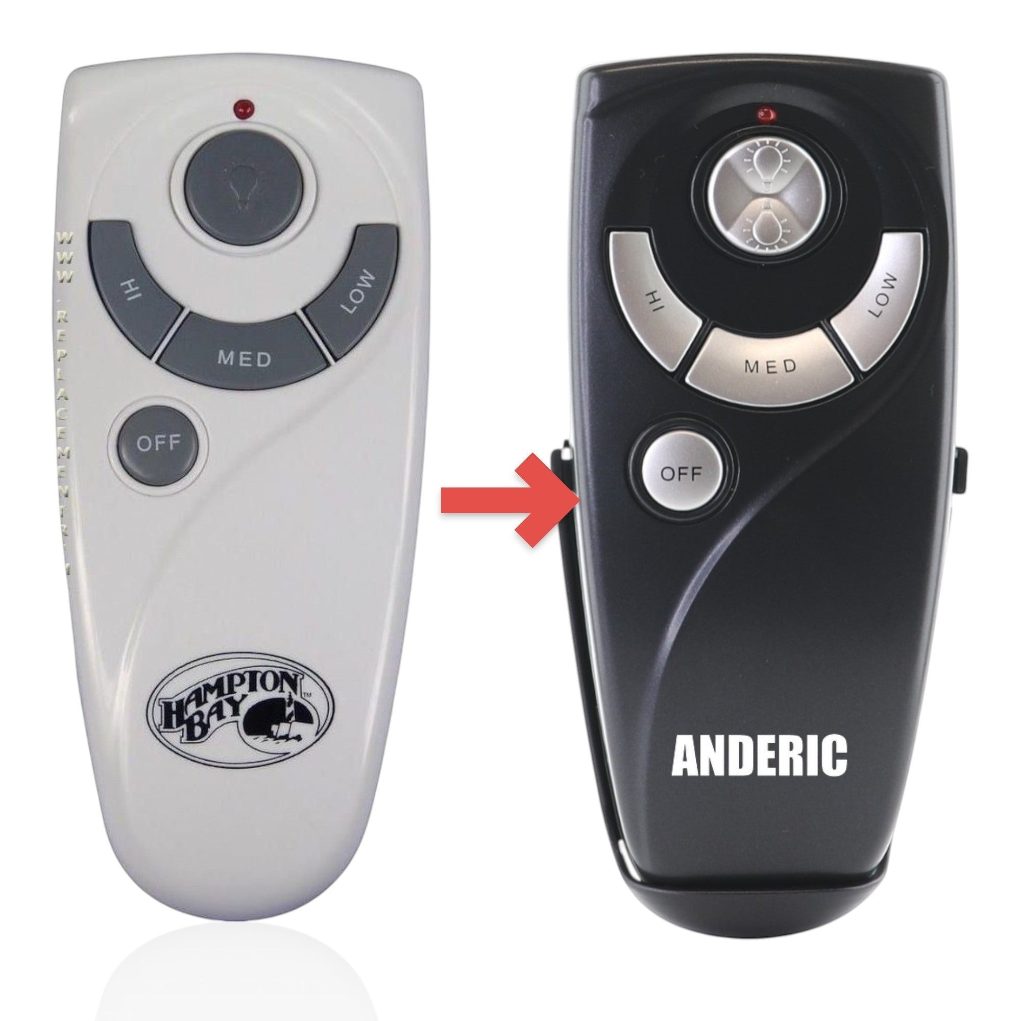 Anderic Substitute for Hampton Bay 70830 Ceiling Fan Remote Control [RR7083TUDL]