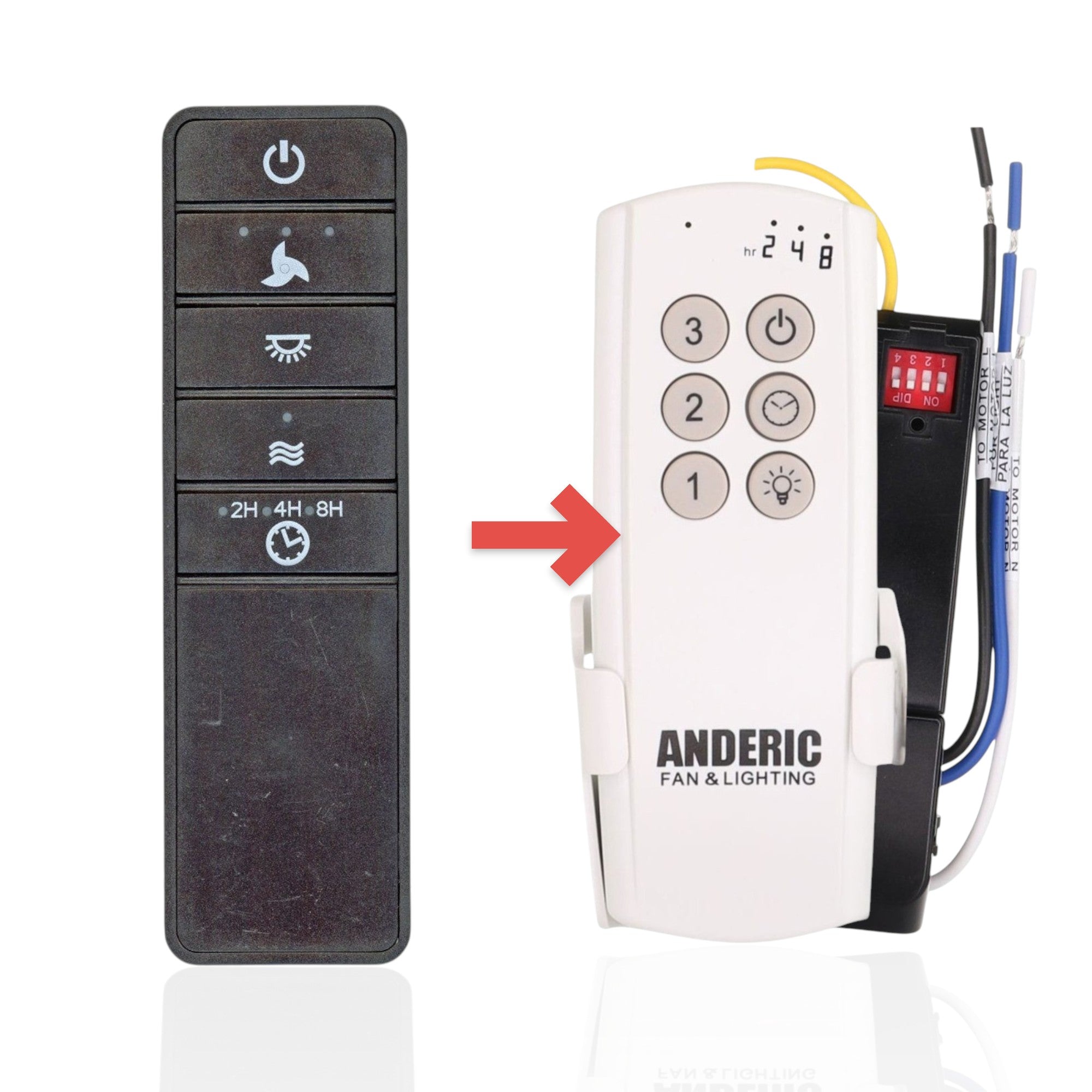 Anderic Substitute Kit for Hampton Bay A25-TX029-LR Ceiling Fan Remote Control [63T-AC83T-KIT]