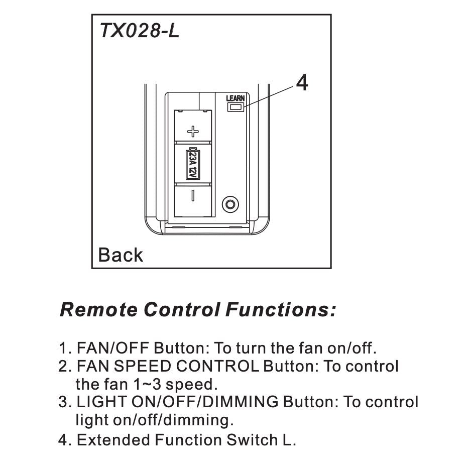Hampton Bay TX028-L Ceiling Fan Remote Control
