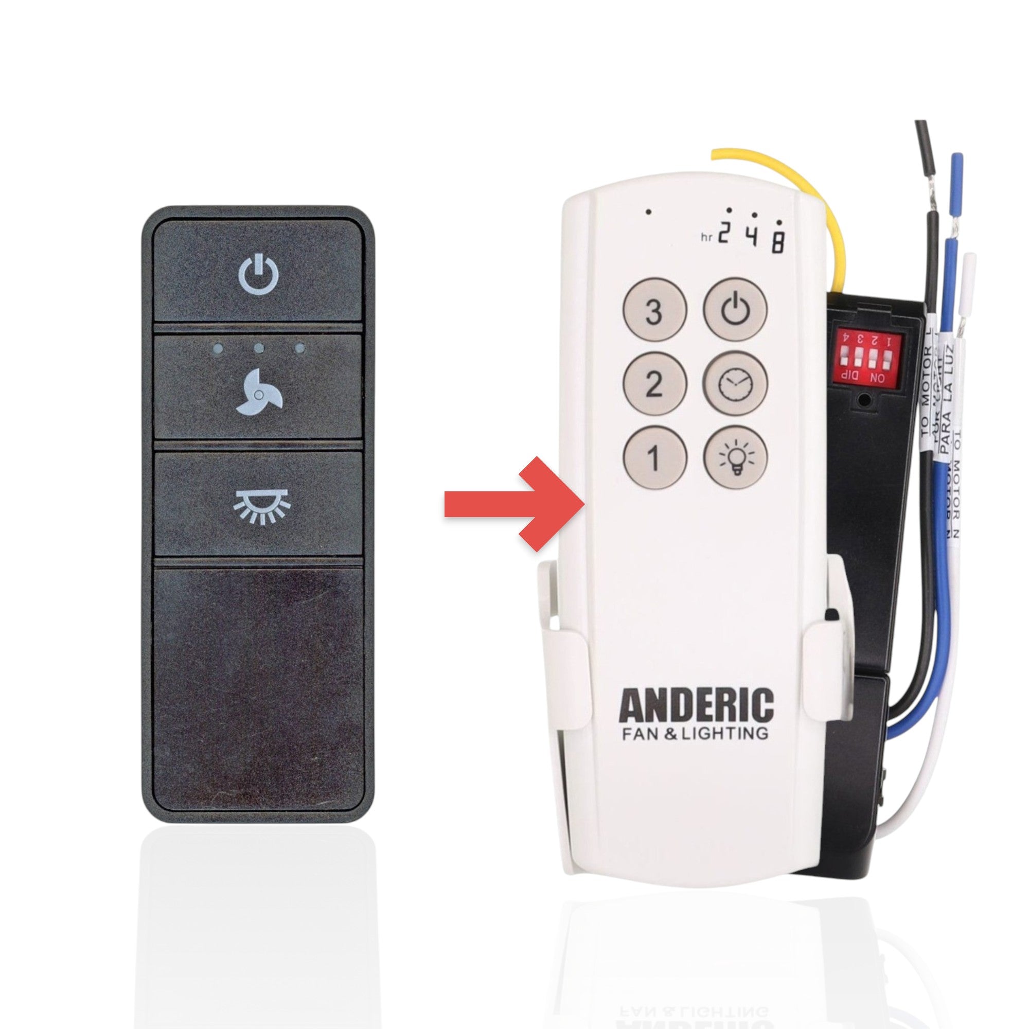 Anderic Substitute Kit for Hampton Bay TX028-LC Ceiling Fan Remote Control [63T-AC83T-KIT]