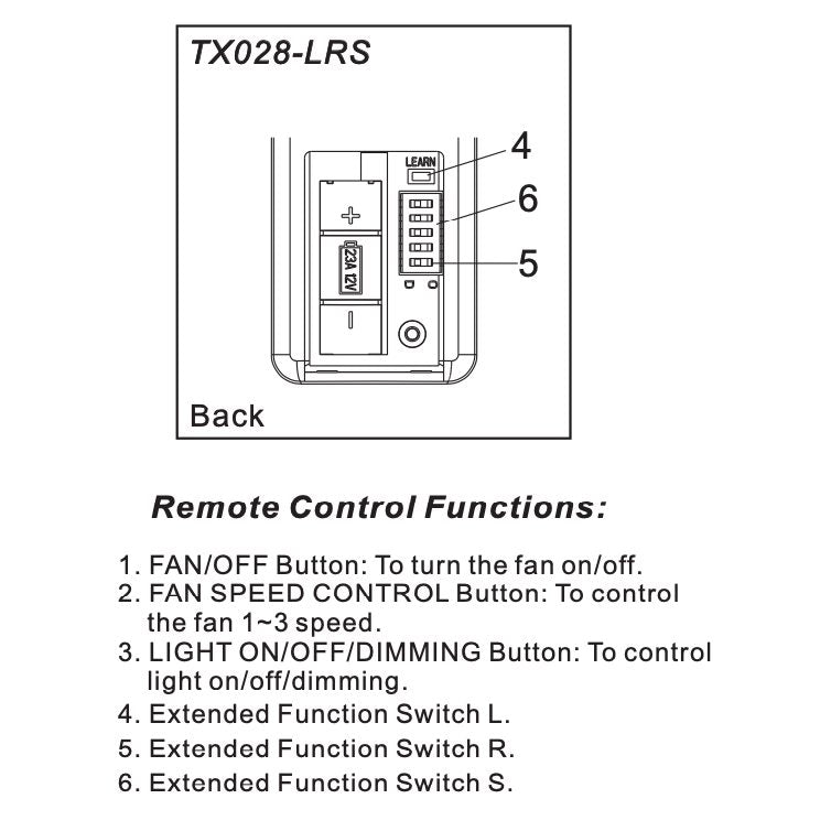 Hampton Bay TX028-LRS Ceiling Fan Remote Control