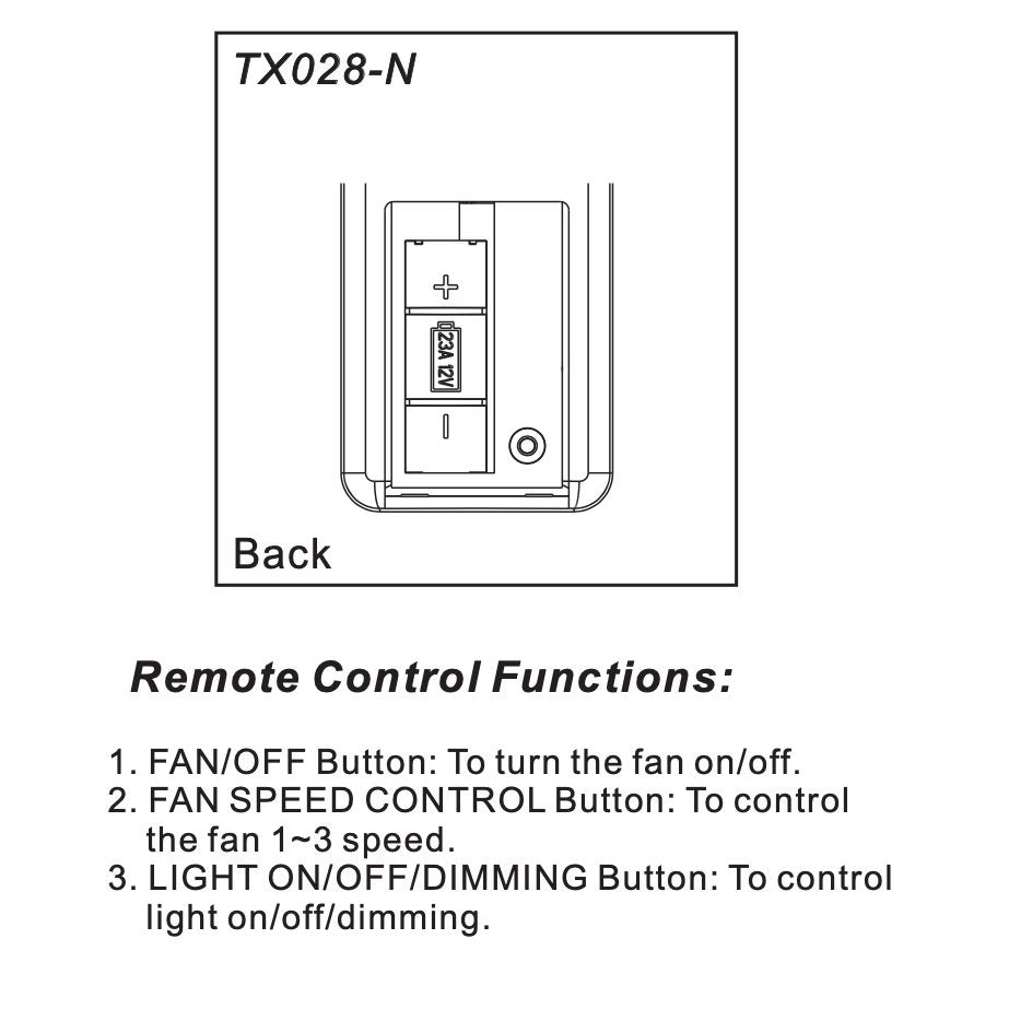 Hampton Bay TX028-N Ceiling Fan Remote Control