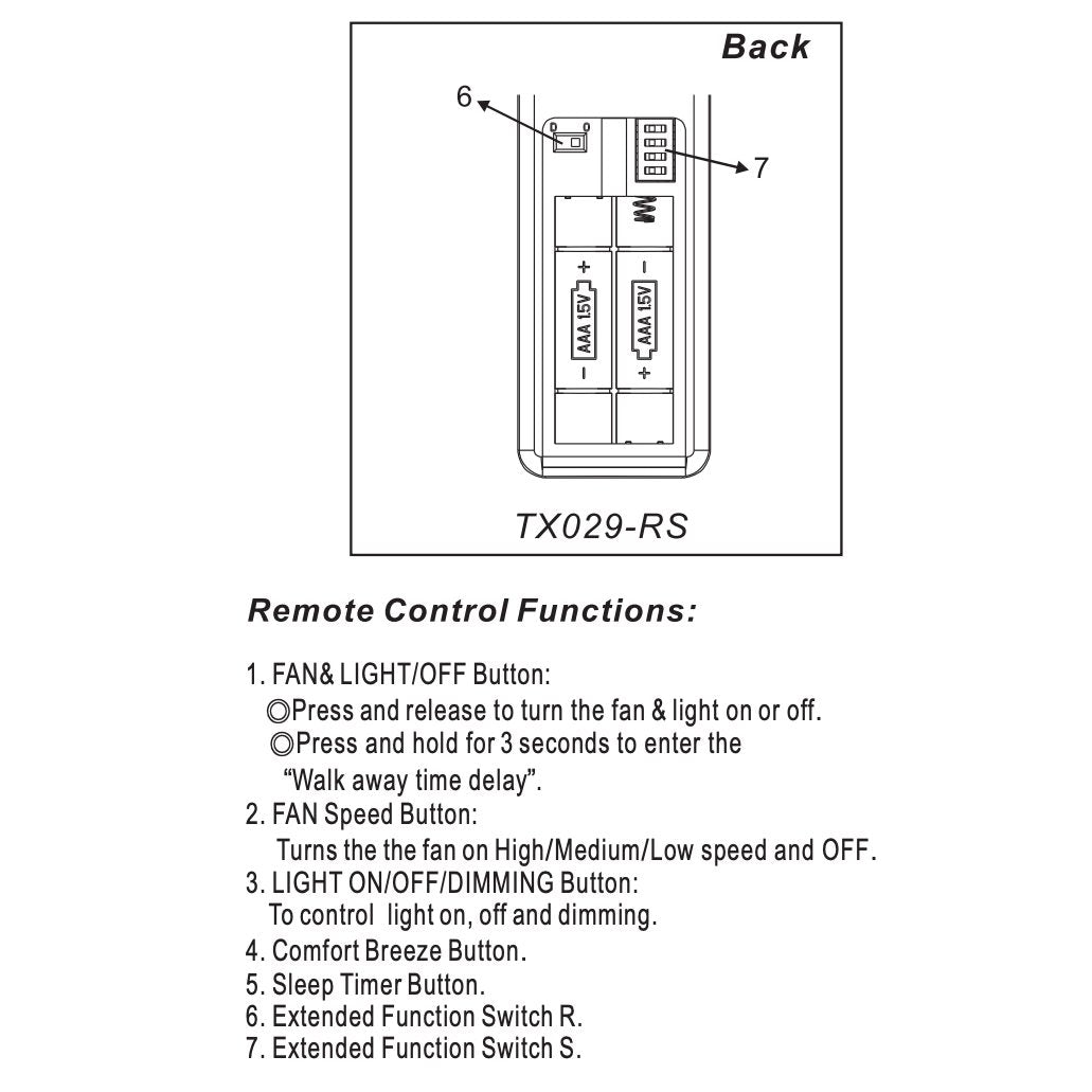 Hampton Bay TX029RS Ceiling Fan Remote Control