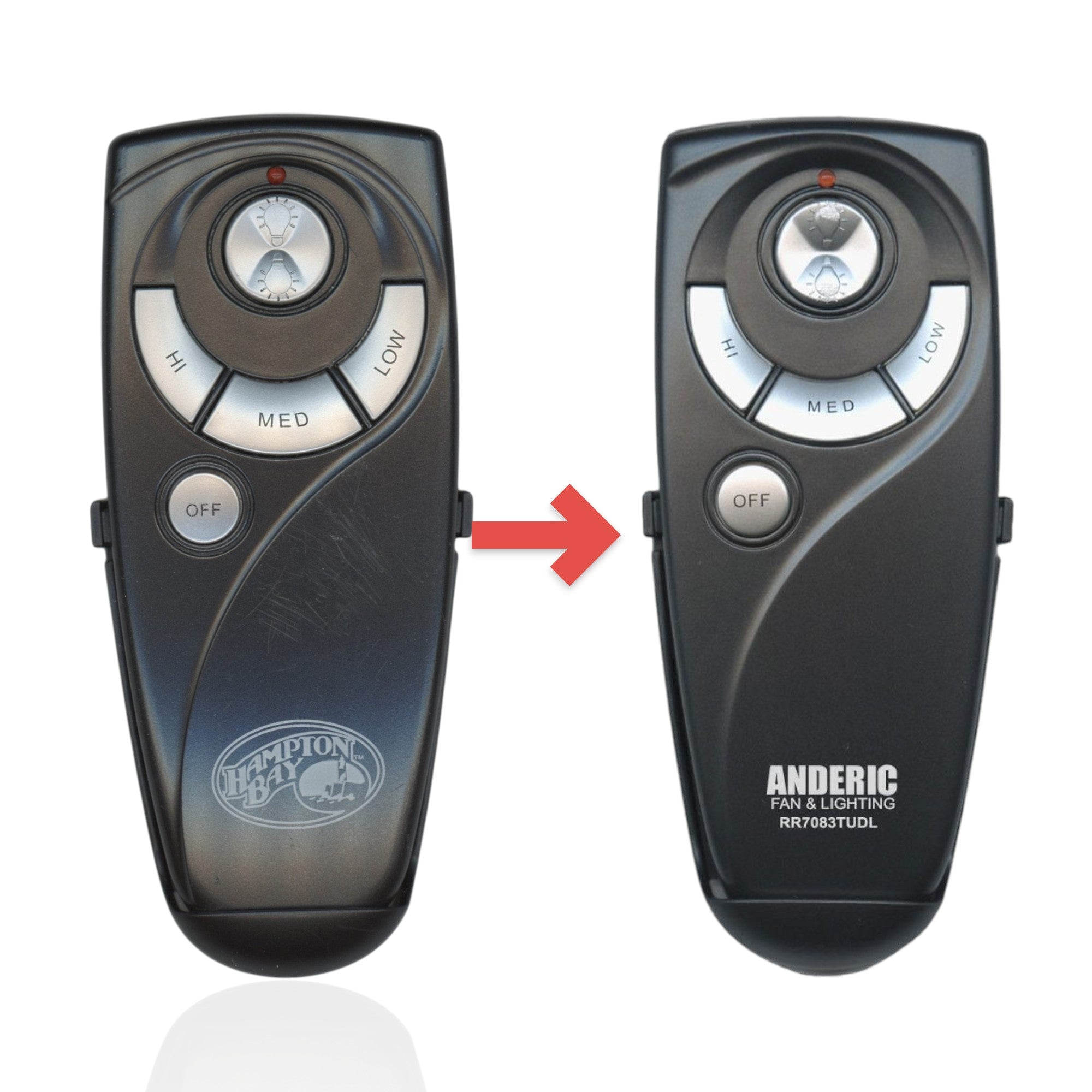 Anderic Substitute for Hampton Bay UC7083T Ceiling Fan Remote Control with Up/Down Light Buttons CHQ7083T - [RR7083TUDL]