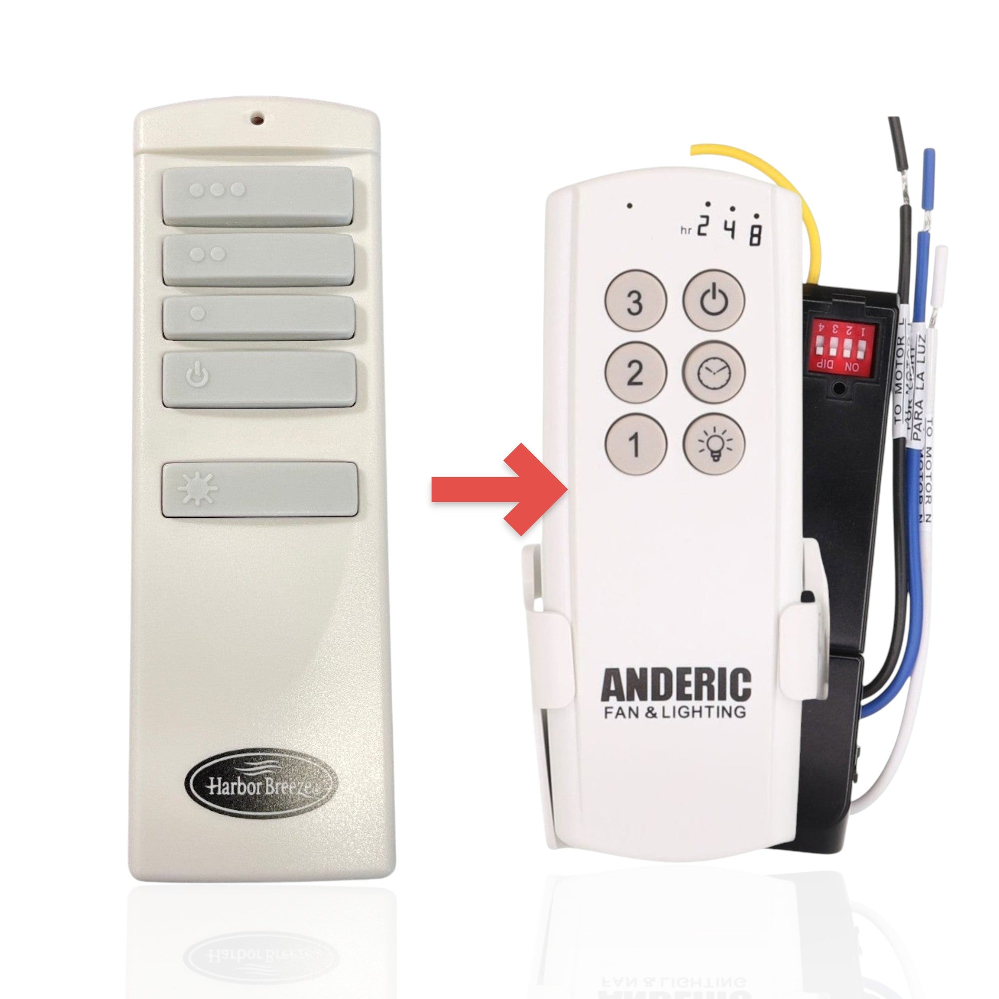 Anderic Substitute Kit for Harbor Breeze A25TX013 TX013-R Ceiling Fan Remote Control [63T-AC83T-KIT]